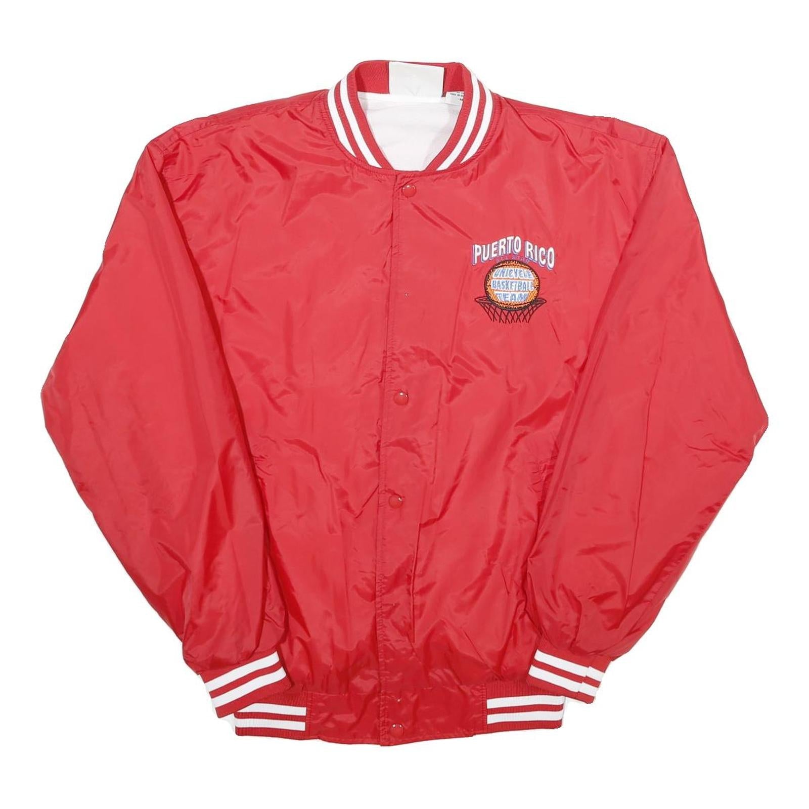CARDINAL Mens Red Puerto Rico Basketball All Star Button Nylon Jacket M Refurbished - N/A refurbished available on Cerqular