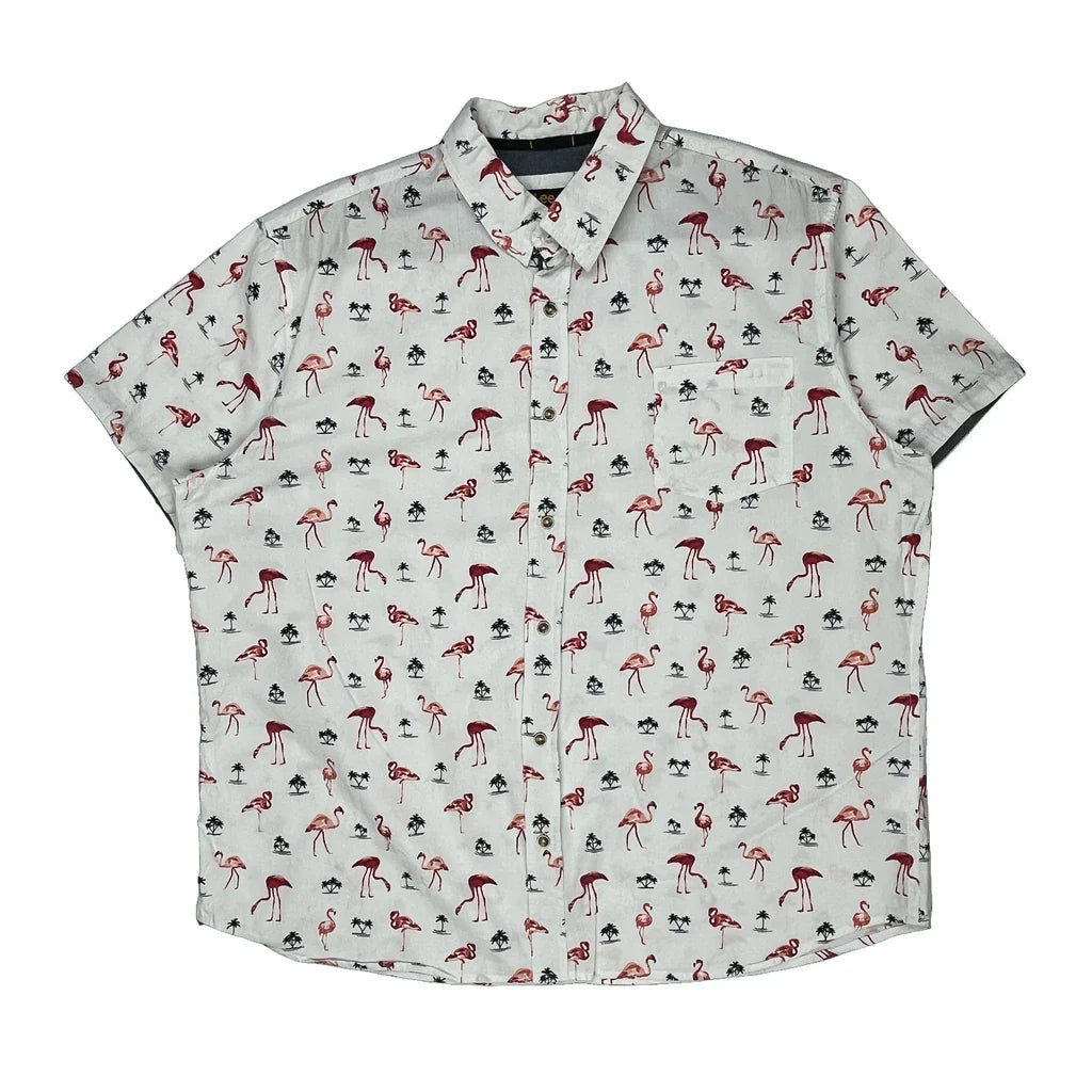 Lee Short Sleeve Shirt - 2XL White Cotton Refurbished - Thrifted (note: this is a term often used to describe second- refurbished available on Cerqular