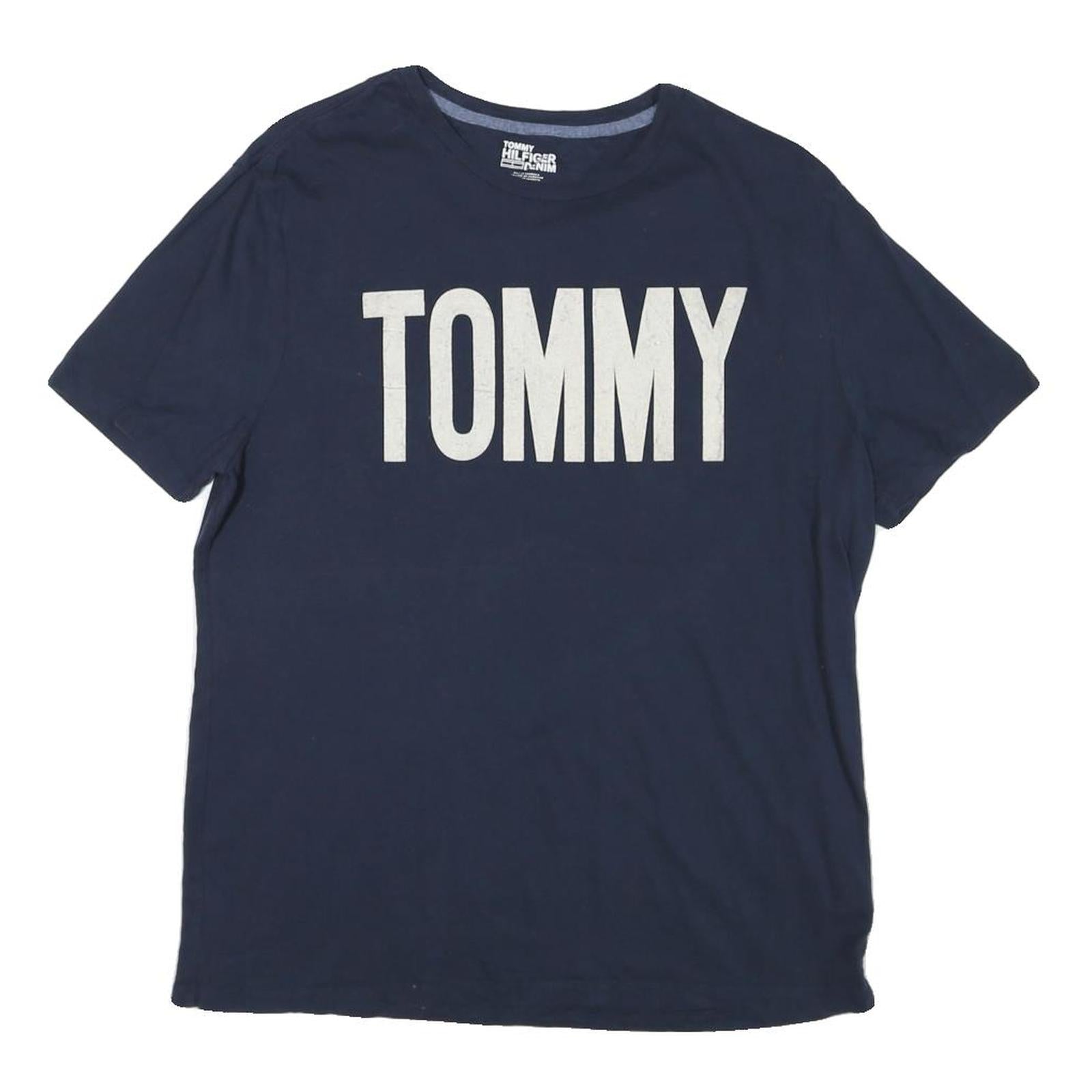 HILFIGER DENIM Mens Navy Blue Cotton Blend T-Shirt M Short Sleeve Crew Neck Refurbished - N/A refurbished available on Cerqular