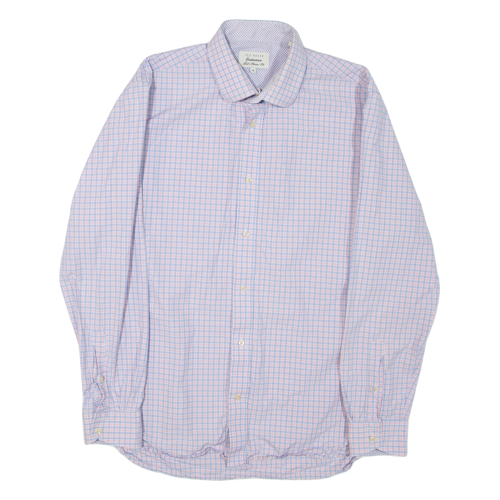 TED BAKER Mens Shirt Pink Check Long Sleeve L Refurbished - N/A refurbished available on Cerqular