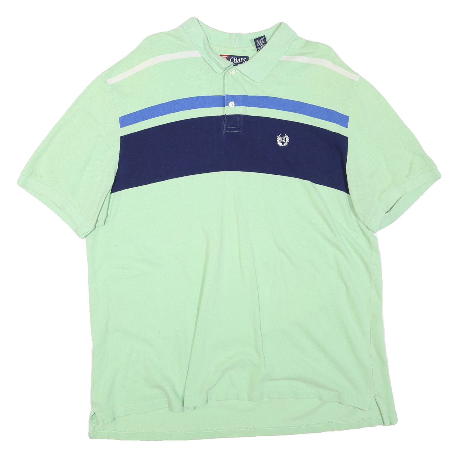 CHAPS Mens Green & Blue Plain Polo Shirt 2XL Cotton Blend Casual Short Sleeve Refurbished - N/A refurbished available on Cerqular