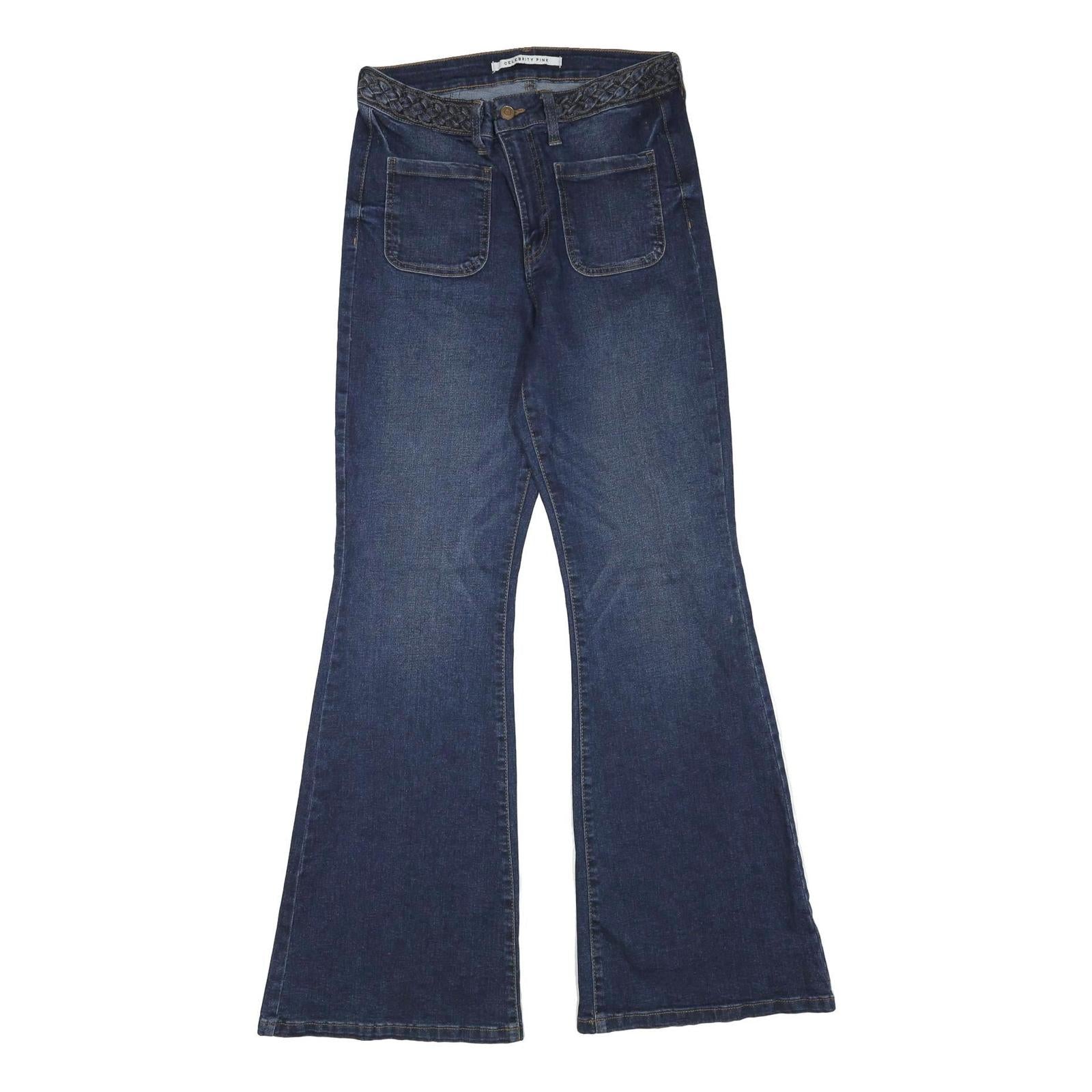 CELEBRITY PINK Womens Regular Fit Flared Denim Dark Wash Jeans W28 L32 Braided Refurbished - N/A refurbished available on Cerqular