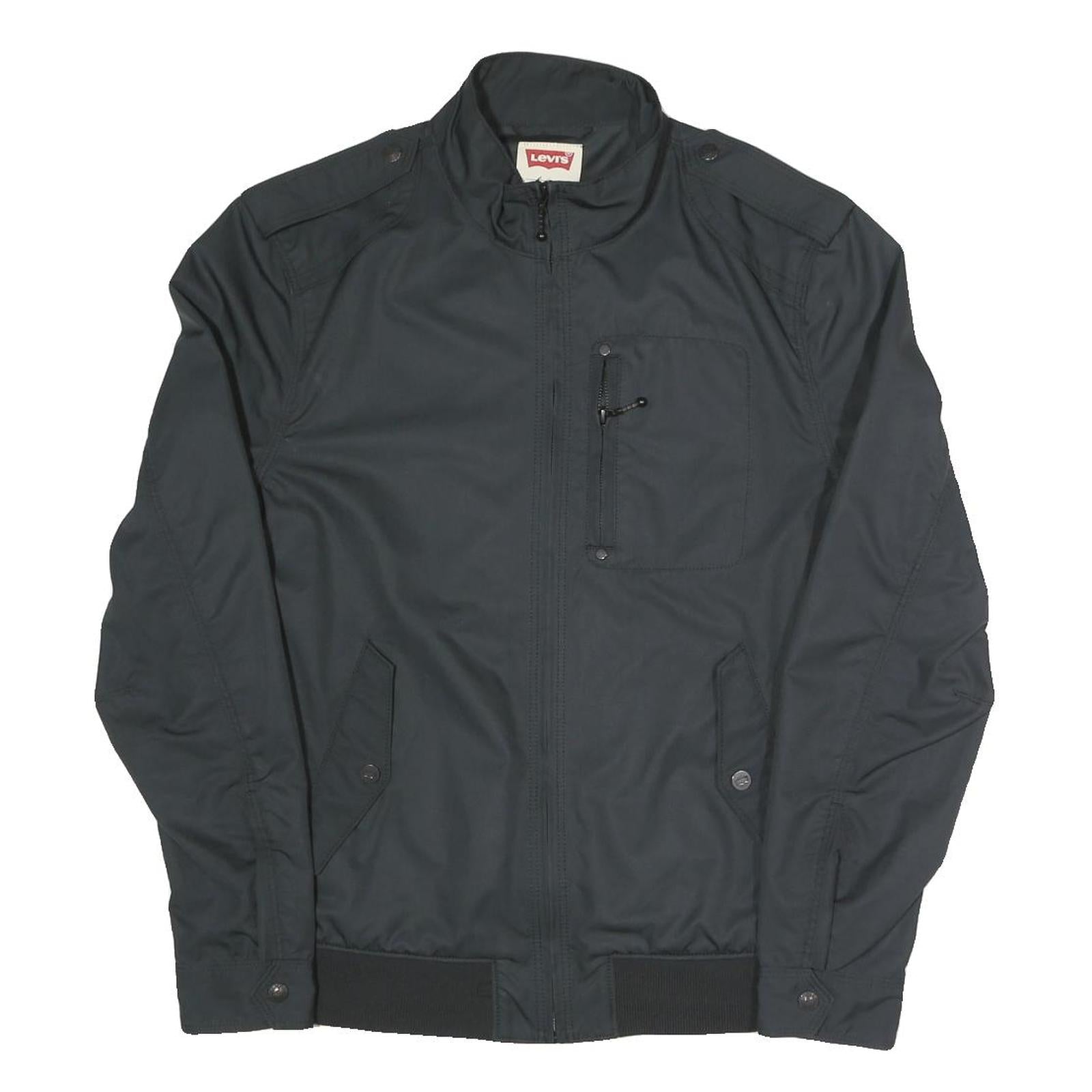LEVI'S Mens Black Zip Polyester Blend Bomber Jacket M Plain Casual Outerwear Refurbished - N/A refurbished available on Cerqular