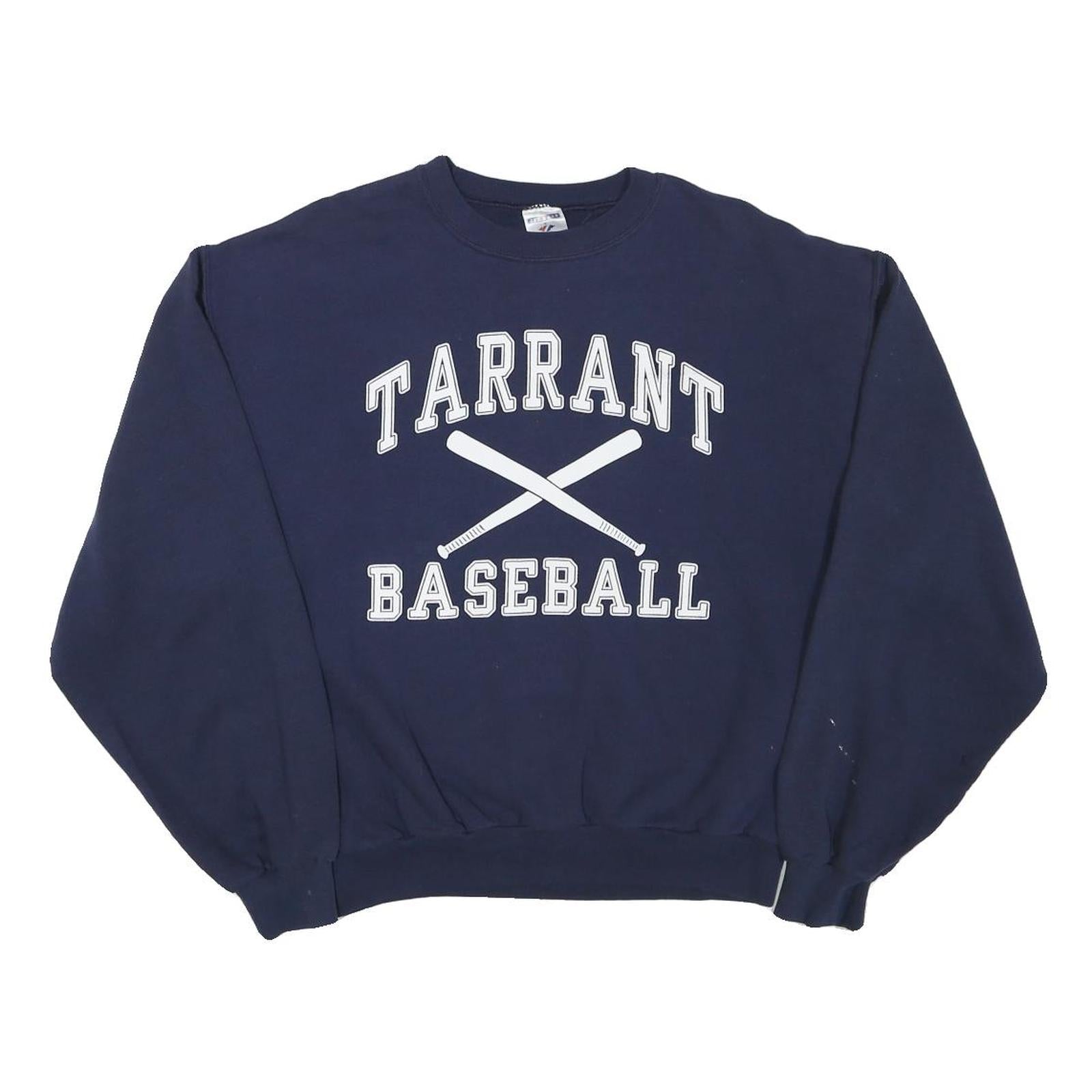 JERZEES Mens Navy Blue Tarrant Baseball Crew Neck M Cotton Blend Sweatshirt Refurbished - N/A refurbished available on Cerqular