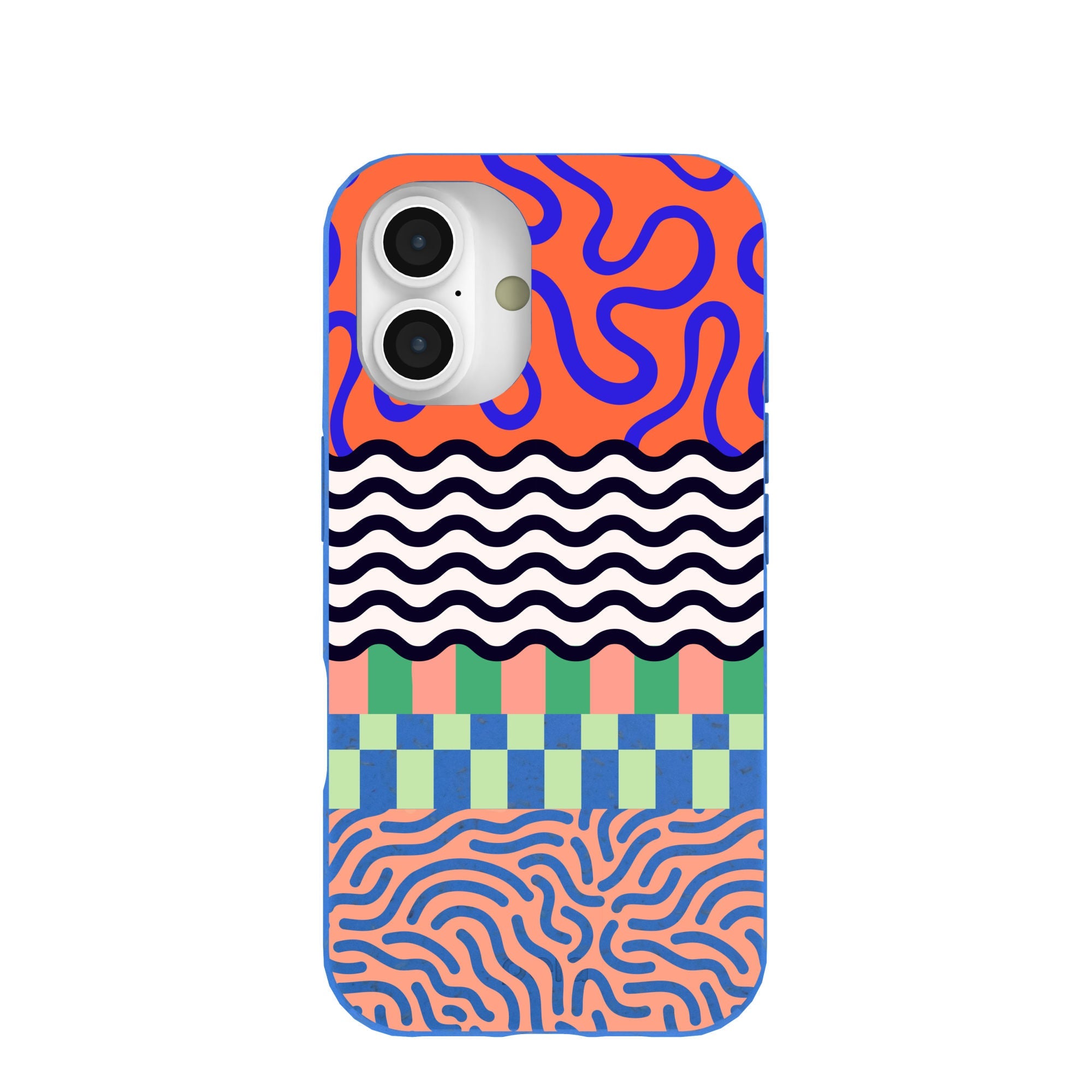Buy Electric Blue Tangerine Mix iPhone 16 Case Refurbished - $65.00 Electric Blue Tangerine Mix iPhone 16 Case Refurbished - Pela Case refurbished available on Cerqular