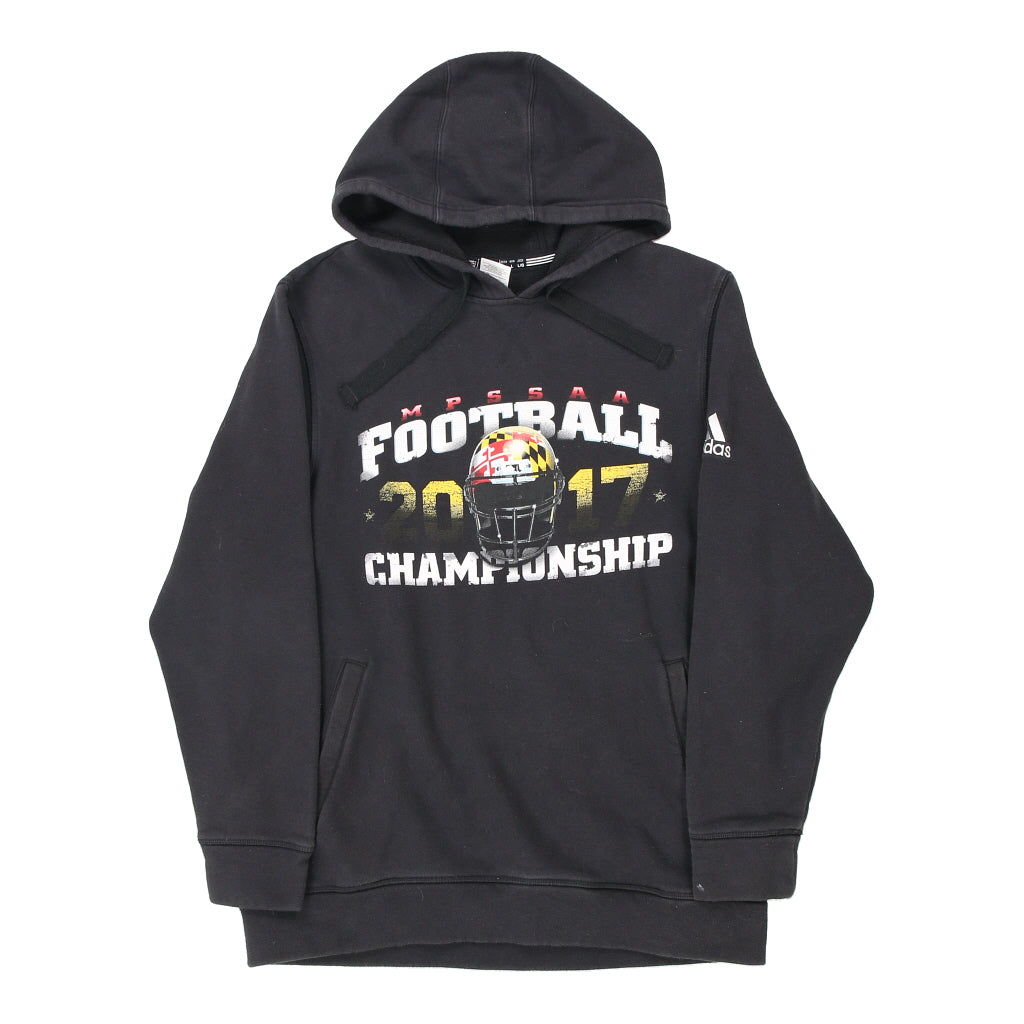 2017 Football Championship Adidas Hoodie - Large Black Cotton Blend Refurbished - Thrifted (note: this is a term often used to describe second- refurbished available on Cerqular