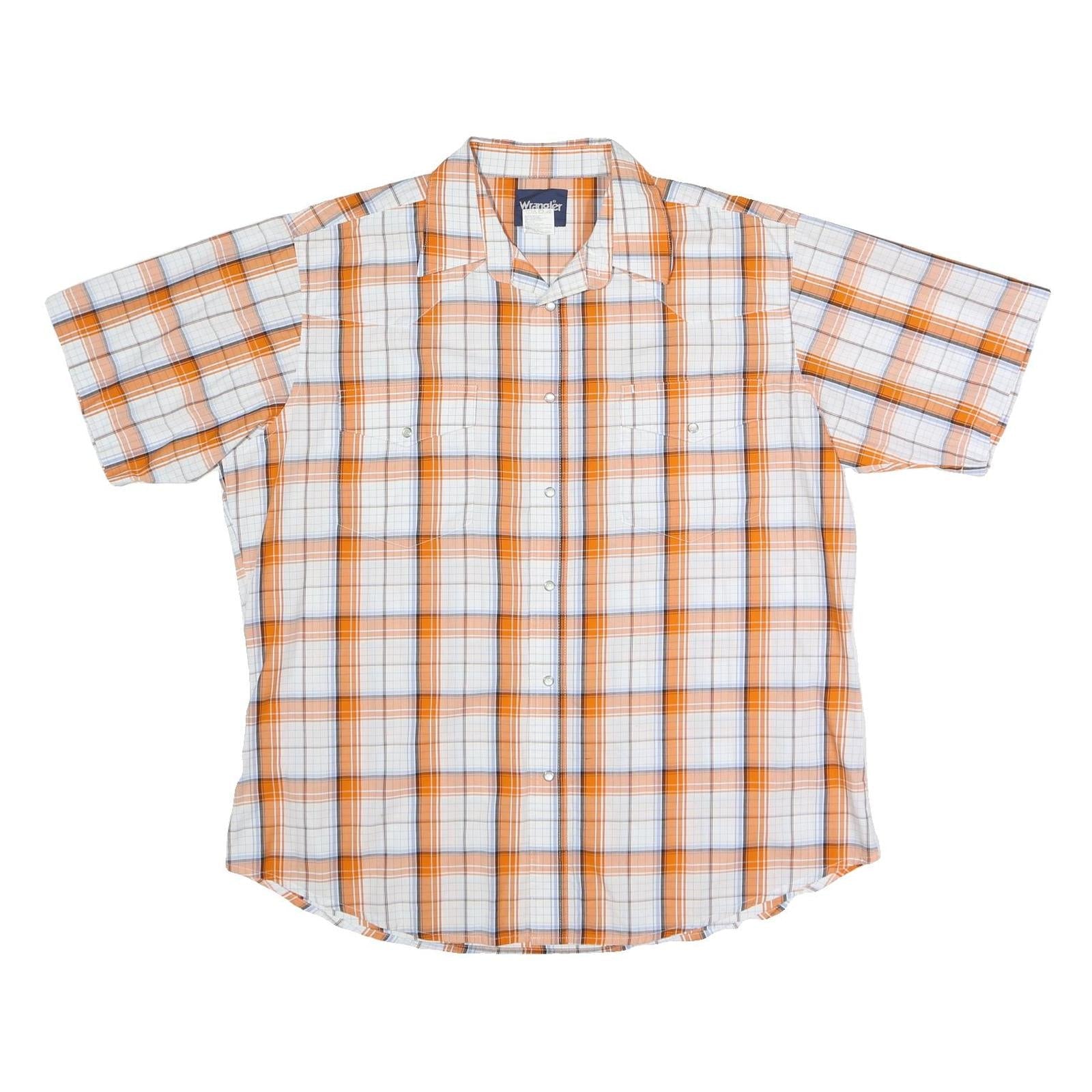 WRANGLER Mens Orange & White Check Shirt XL Cotton Blend Casual Western Style Refurbished - N/A refurbished available on Cerqular