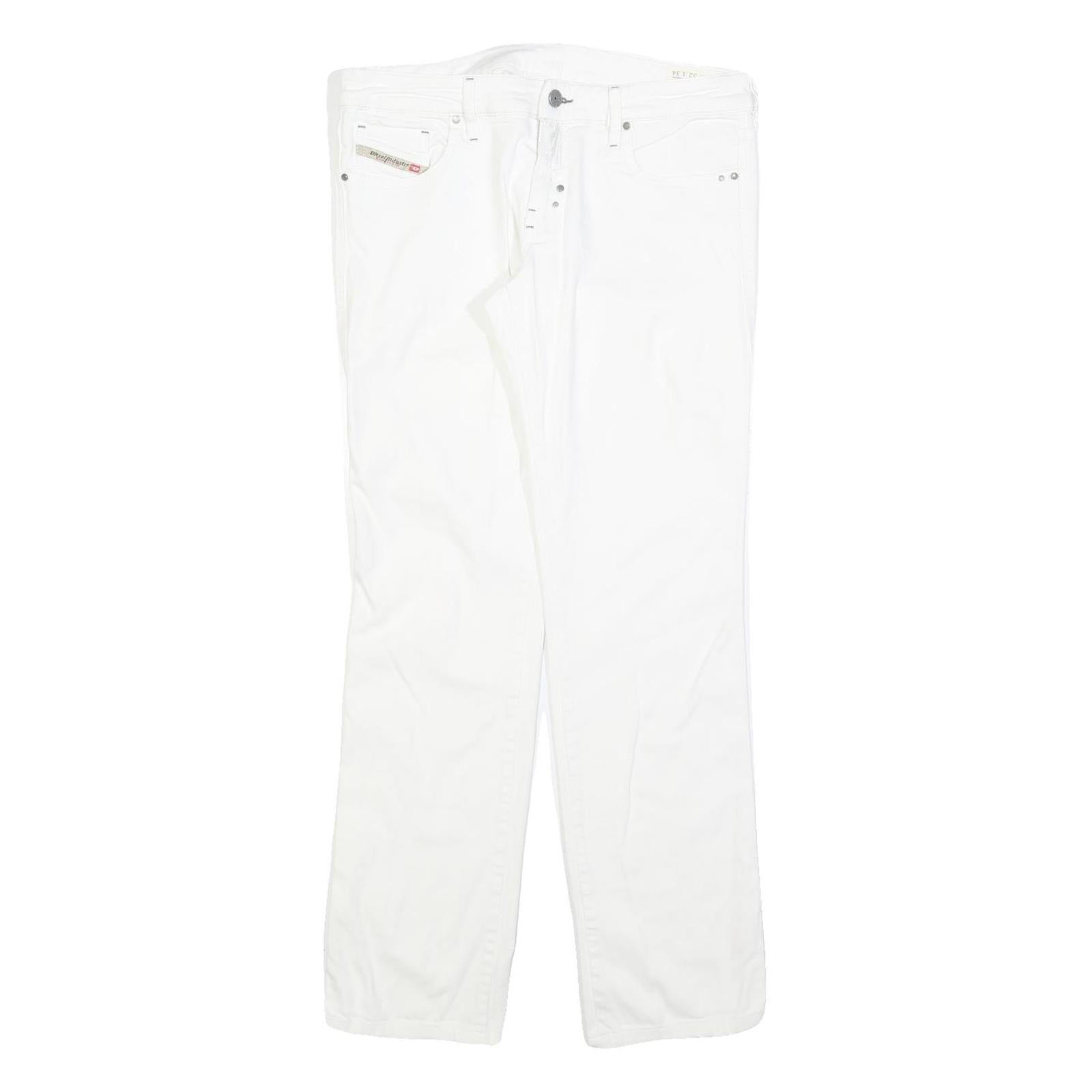 DIESEL Womens Regular Fit White Denim Jeans W32 L30 Cotton Blend Zip Refurbished - N/A refurbished available on Cerqular