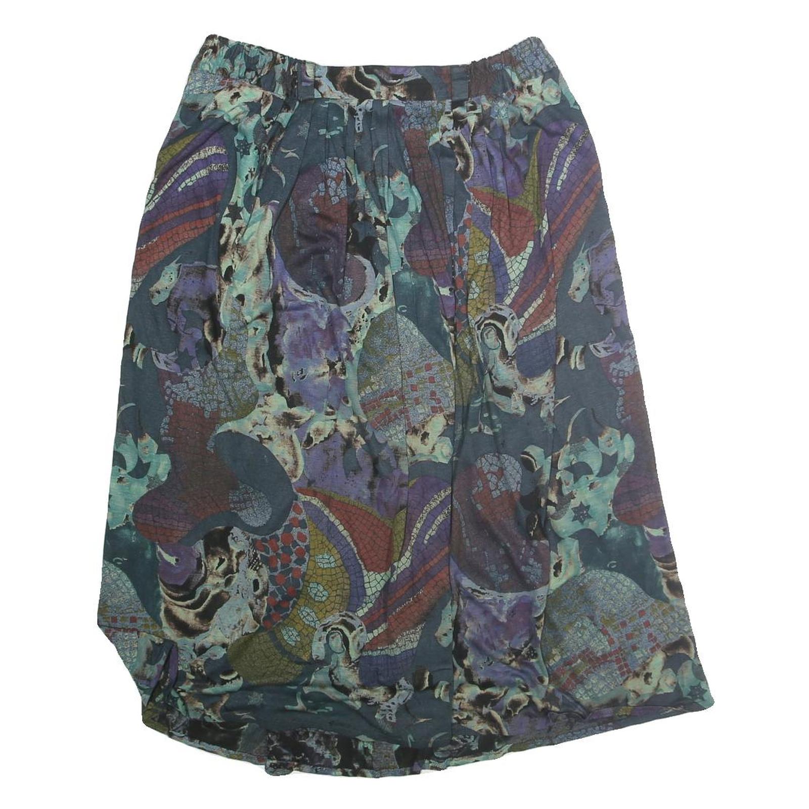 YESSICA Womens Blue Printed Midi Polyester Skirt M Elegant Comfort Refurbished - N/A refurbished available on Cerqular