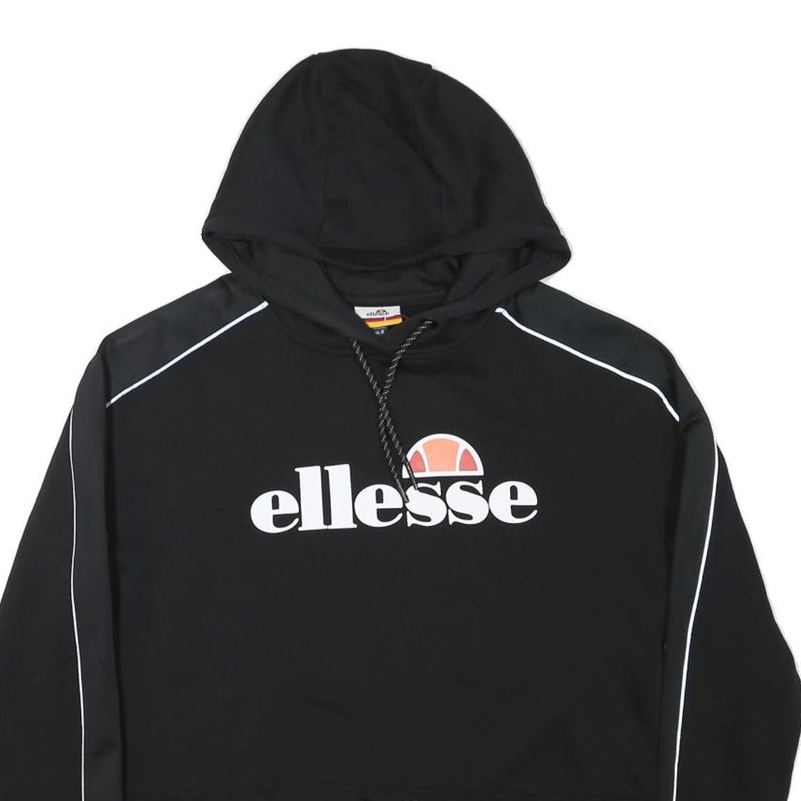 ELLESSE Womens Black Hoodie UK 8 Polyester Blend Crop Drawstring Refurbished - N/A refurbished available on Cerqular