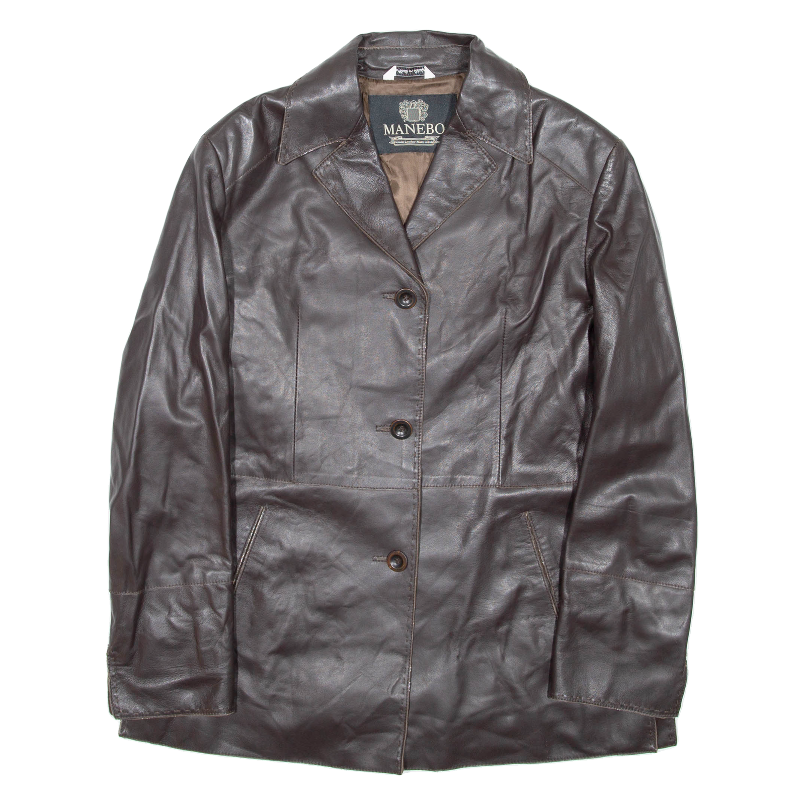 MANEBO Womens Blazer Jacket Black Faux Leather M Refurbished - N/A refurbished available on Cerqular