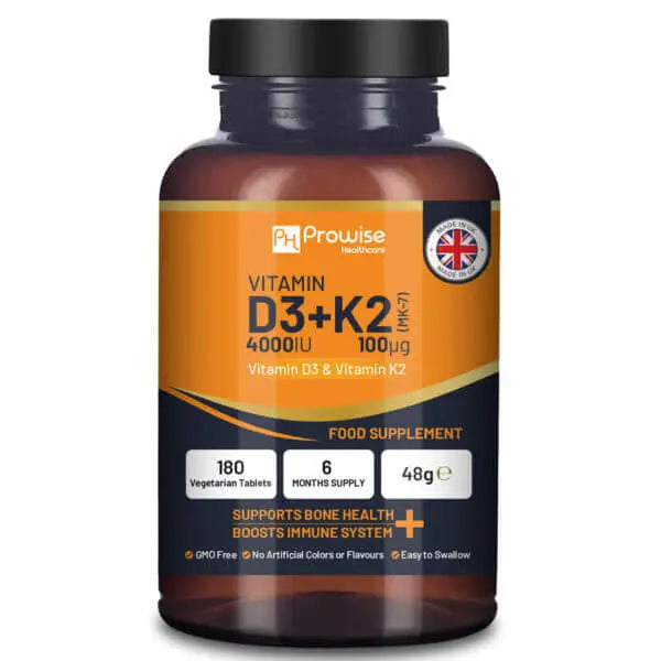 Vitamin D3 4000IU & K2 MK7 100μg Vegetarian Tablets I 180 ( 6 Months Supply) Refurbished - Prowise Healthcare refurbished available on Cerqular