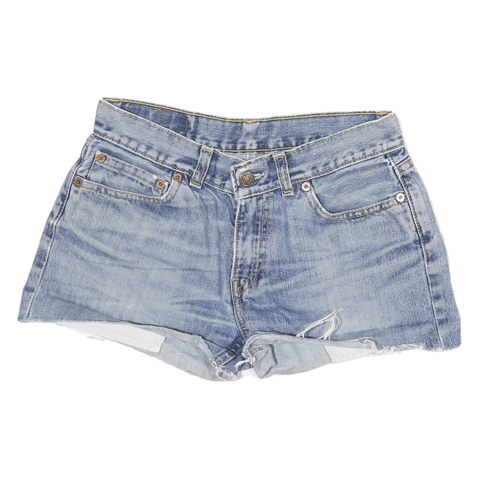 LEVI'S Womens Denim Blue Casual Shorts M W26 Distressed Vintage Style Refurbished - N/A refurbished available on Cerqular