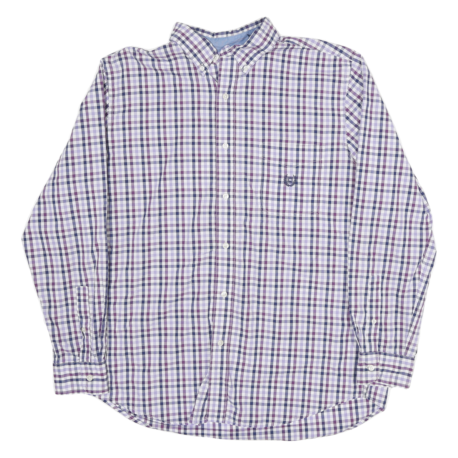CHAPS Mens Purple & White Checked Shirt L Button Down Collar Long Sleeve Casual Refurbished - N/A refurbished available on Cerqular