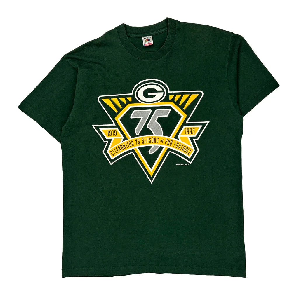 Green Bay Packers Fruit Of The Loom Football T-Shirt - XL Green Cotton Refurbished - Thrifted (note: this is a term often used to describe second- refurbished available on Cerqular