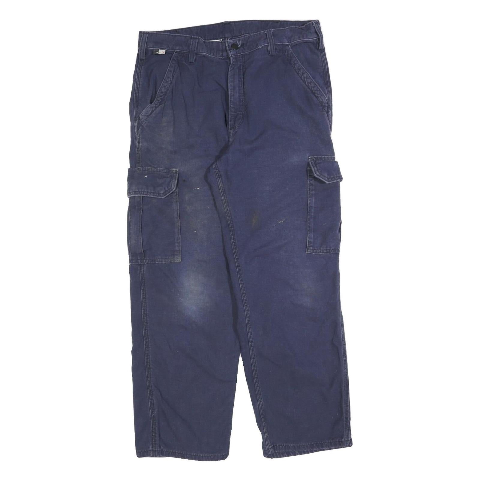 CARHARTT Mens Cotton Blend Navy Relaxed Cargo Trousers W36 L30 Workwear Zip Refurbished - N/A refurbished available on Cerqular