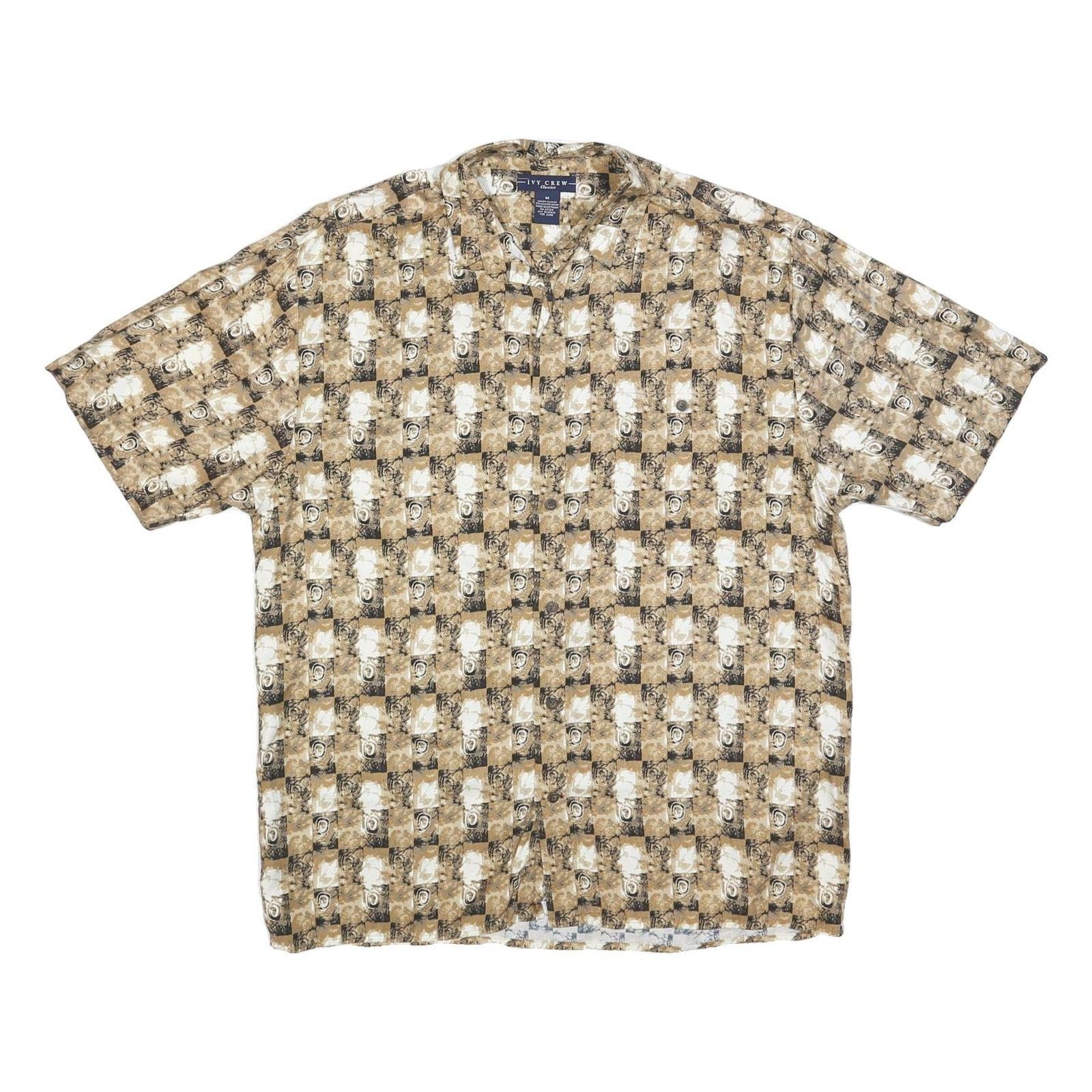 IVY CREW Mens Brown Check Rayon Shirt M Casual Short Sleeve Button Collar Refurbished - N/A refurbished available on Cerqular