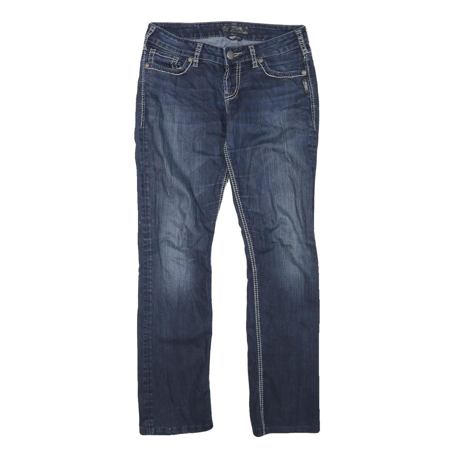 SILVER Womens Blue Regular Jeans Denim Medium W30 L30 Stylish Stitch Detail Refurbished - N/A refurbished available on Cerqular