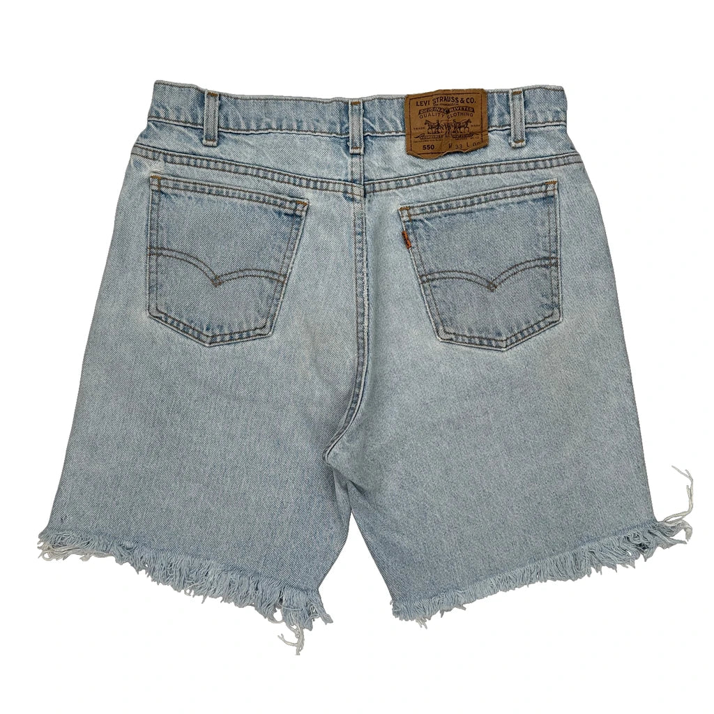 Levis Denim Shorts - 31W 9L Light Wash Denim Refurbished - Thrifted (note: this is a term often used to describe second- refurbished available on Cerqular