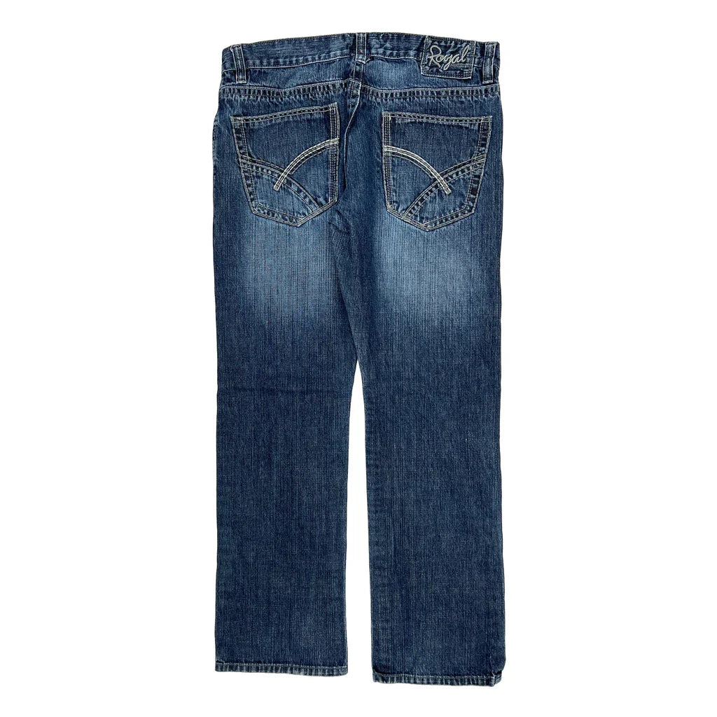 Royal Jeans - 36W 32L Dark Wash Cotton Refurbished - Thrifted (note: this is a term often used to describe second- refurbished available on Cerqular