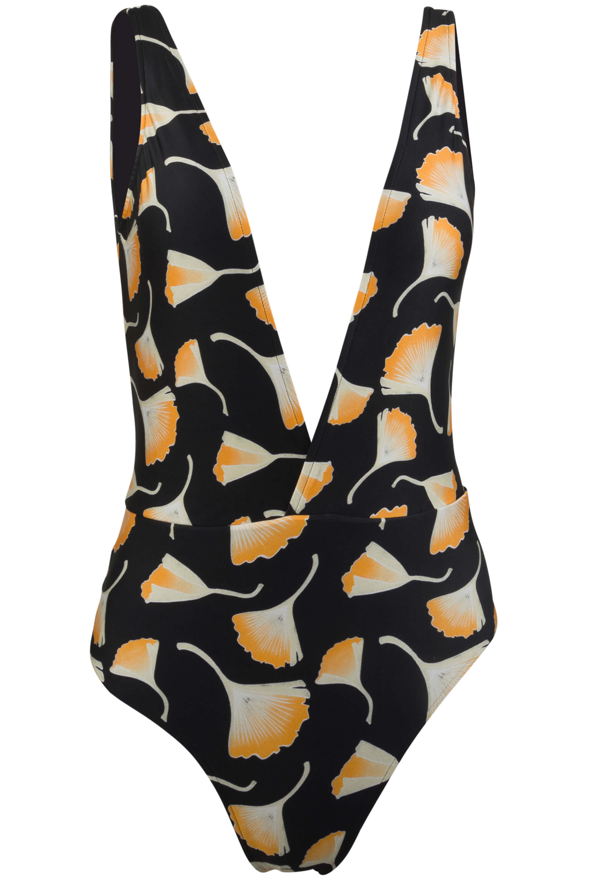 Jacky Deep Plunge One Piece Swimsuit - Ginkgo Black | Size: Medium Refurbished - Sauipe Swim refurbished available on Cerqular