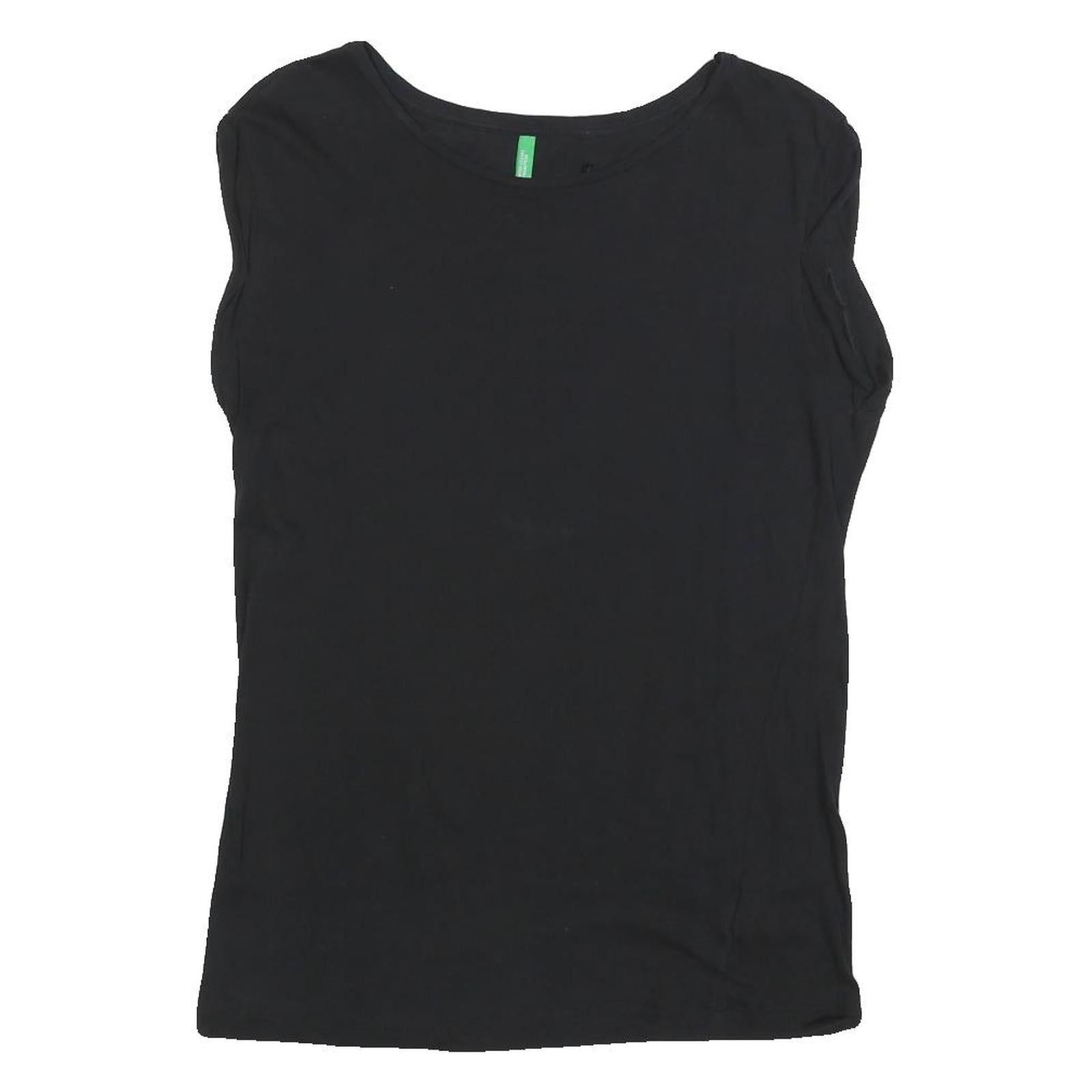 UNITED COLORS OF BENETTON Womens Black T-Shirt S Short Sleeve Round Neck Basic Refurbished - N/A refurbished available on Cerqular