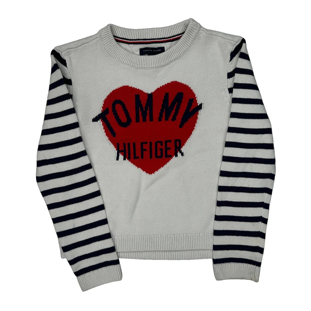 Age 8-20 Tommy Hilfiger Striped Jumper - Medium Black Cotton Refurbished - Thrifted (note: this is a term often used to describe second- refurbished available on Cerqular