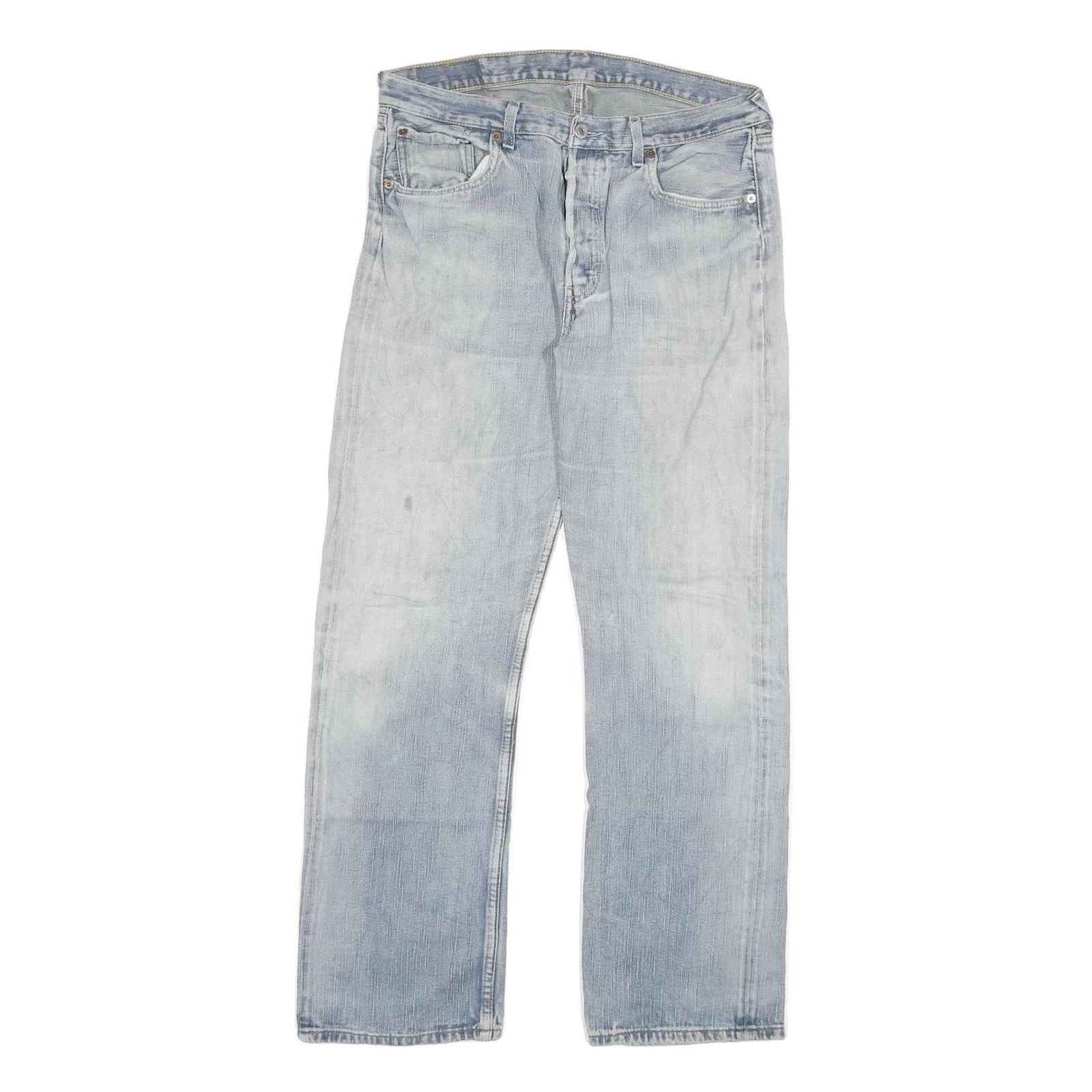 LEVI'S 501 Mens Jeans Blue Regular Straight Denim Light W32 L31 Button Cotton Refurbished - N/A refurbished available on Cerqular