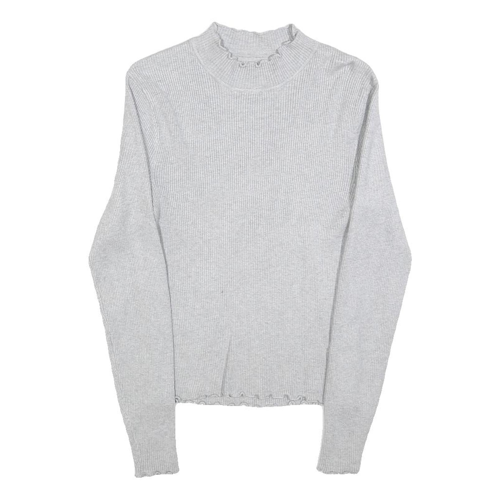 Womens Grey Plain Cotton Blend Casual Jumper Crew Neck Tight Knit M Lightweight Refurbished - N/A refurbished available on Cerqular