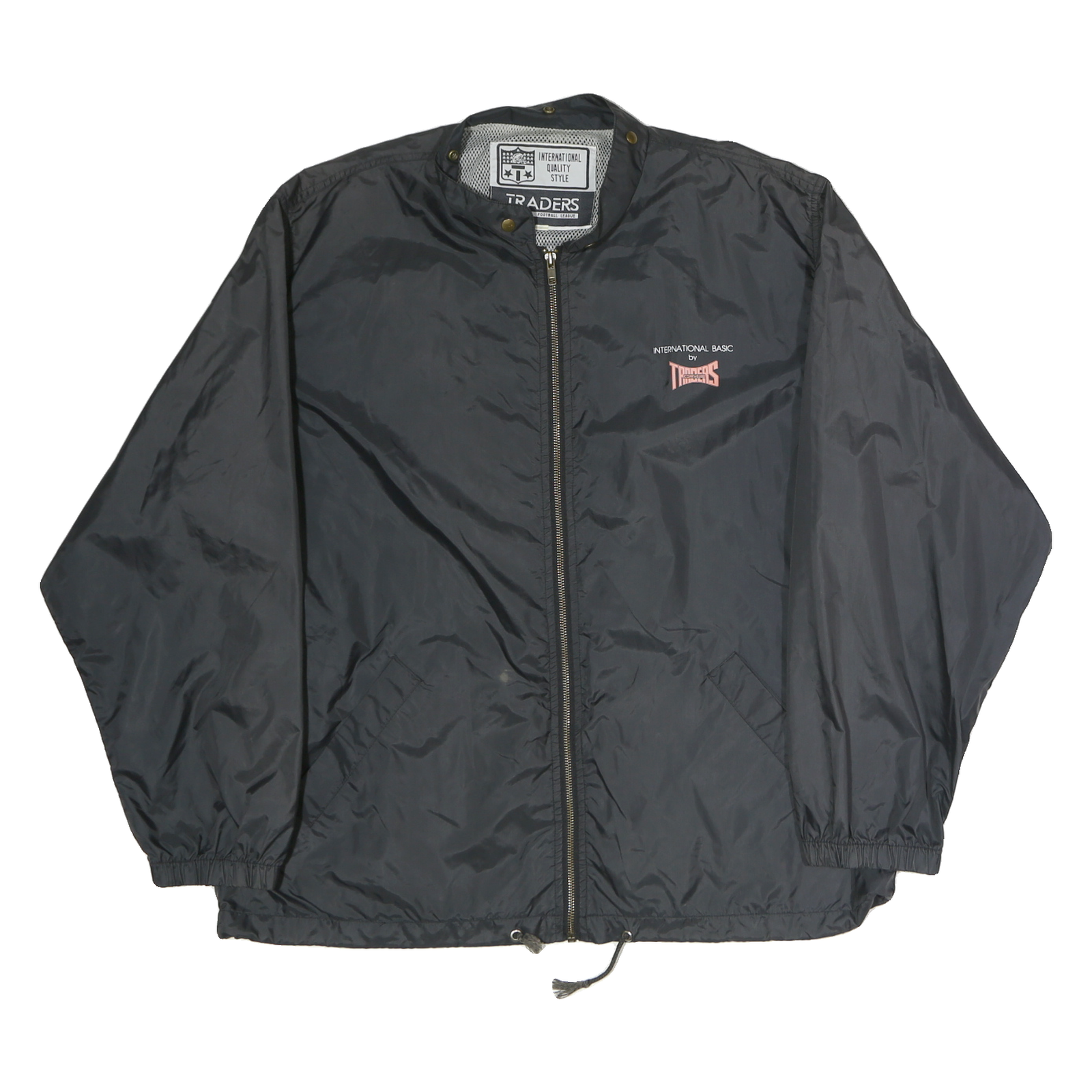 TRADER Mens Black Lightweight Zip Up Jacket L Polyester Sports Casual Refurbished - N/A refurbished available on Cerqular