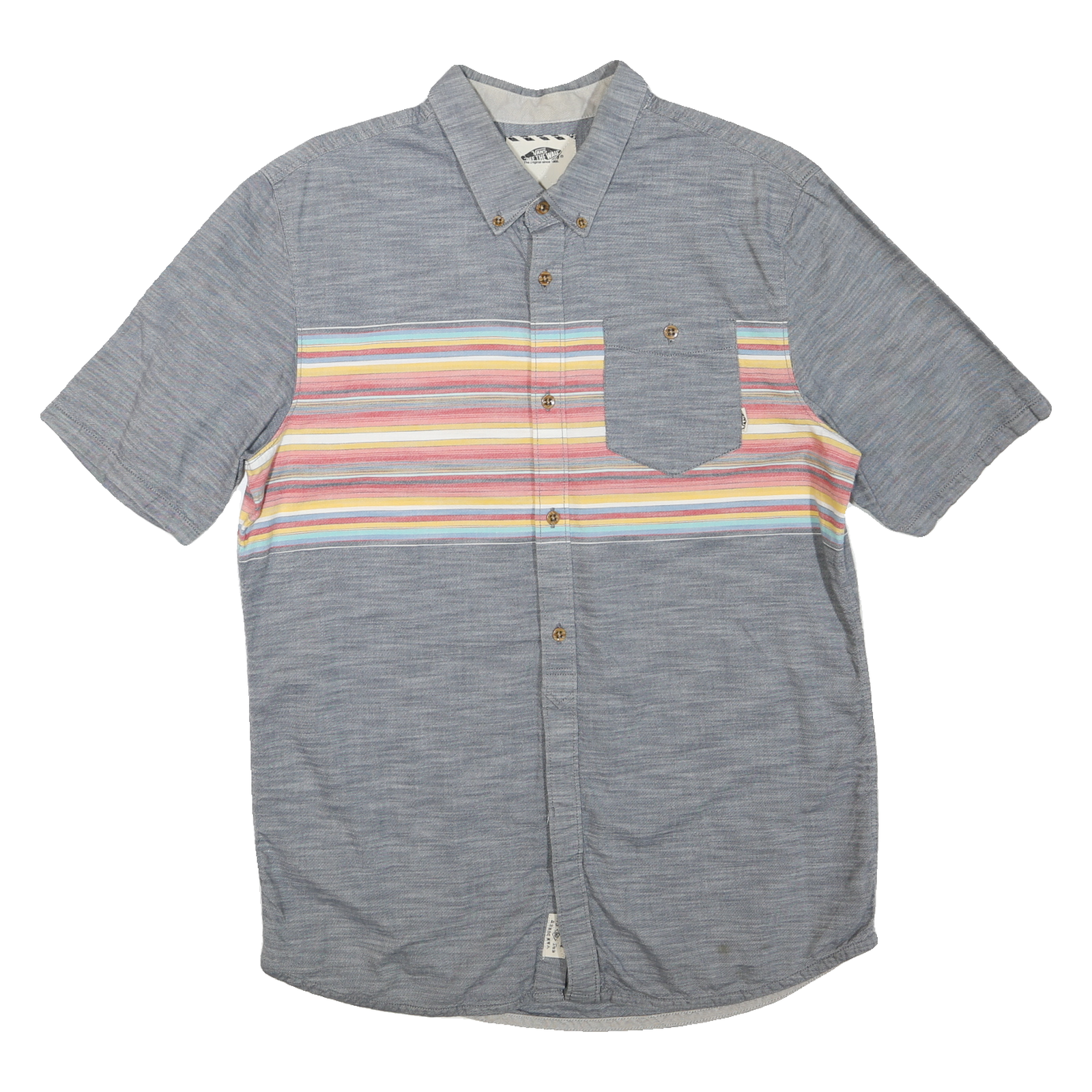 VANS Mens Blue Shirt L Cotton Blend Short Sleeve Button Detail Casual Refurbished - N/A refurbished available on Cerqular