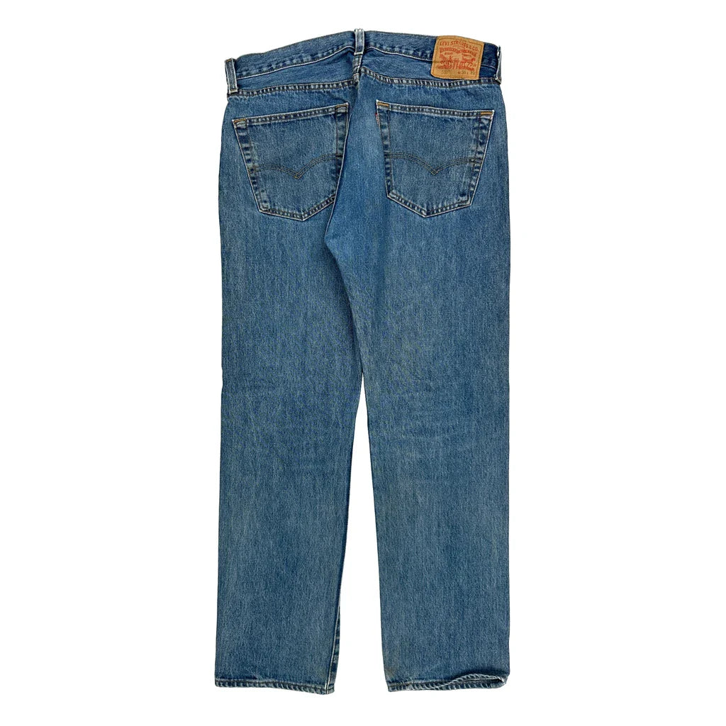 501 Levis Jeans - 36W 31L Blue Cotton Refurbished - Thrifted (note: this is a term often used to describe second- refurbished available on Cerqular