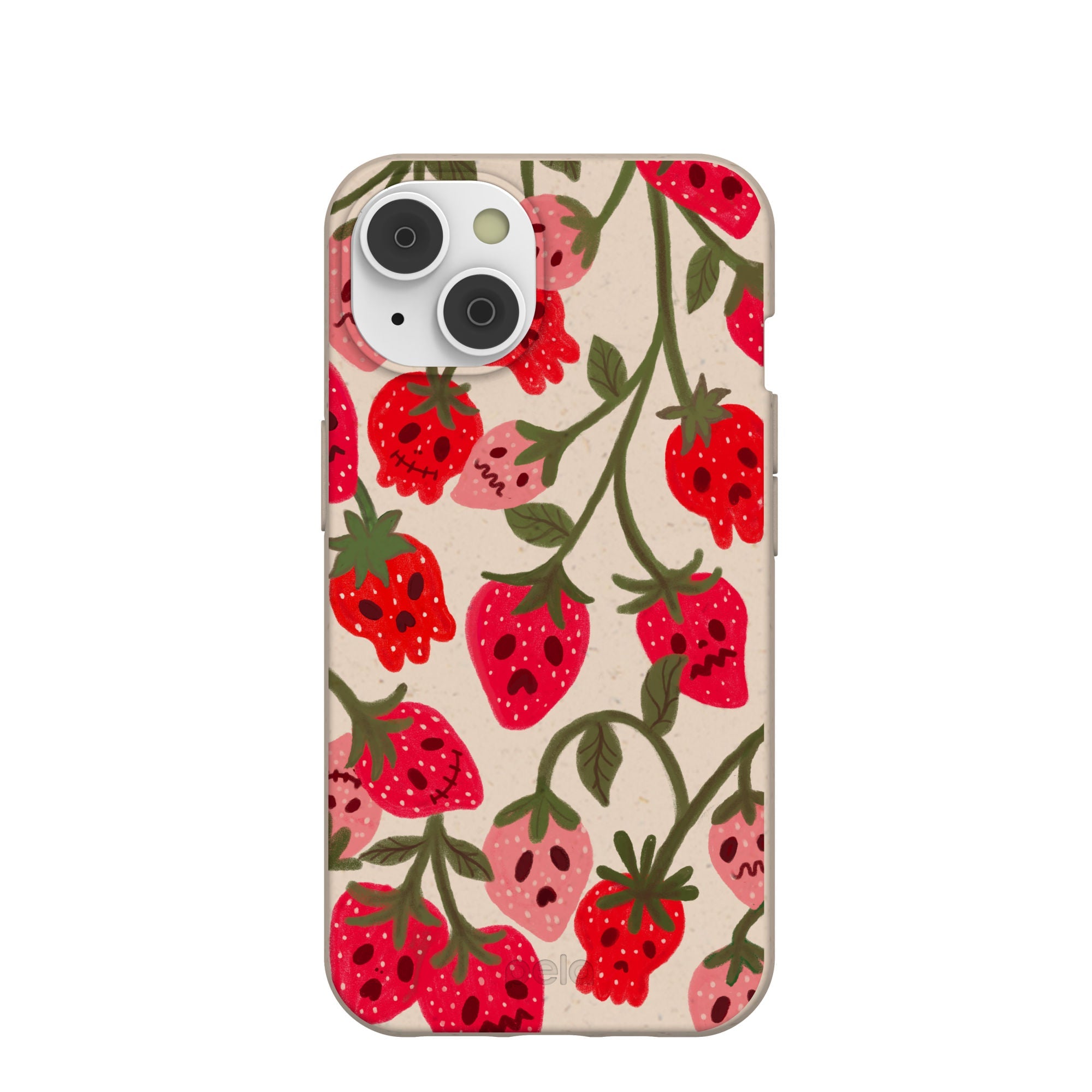 Seashell Strawboories iPhone 14/16e Case Refurbished - Pela Case refurbished available on Cerqular