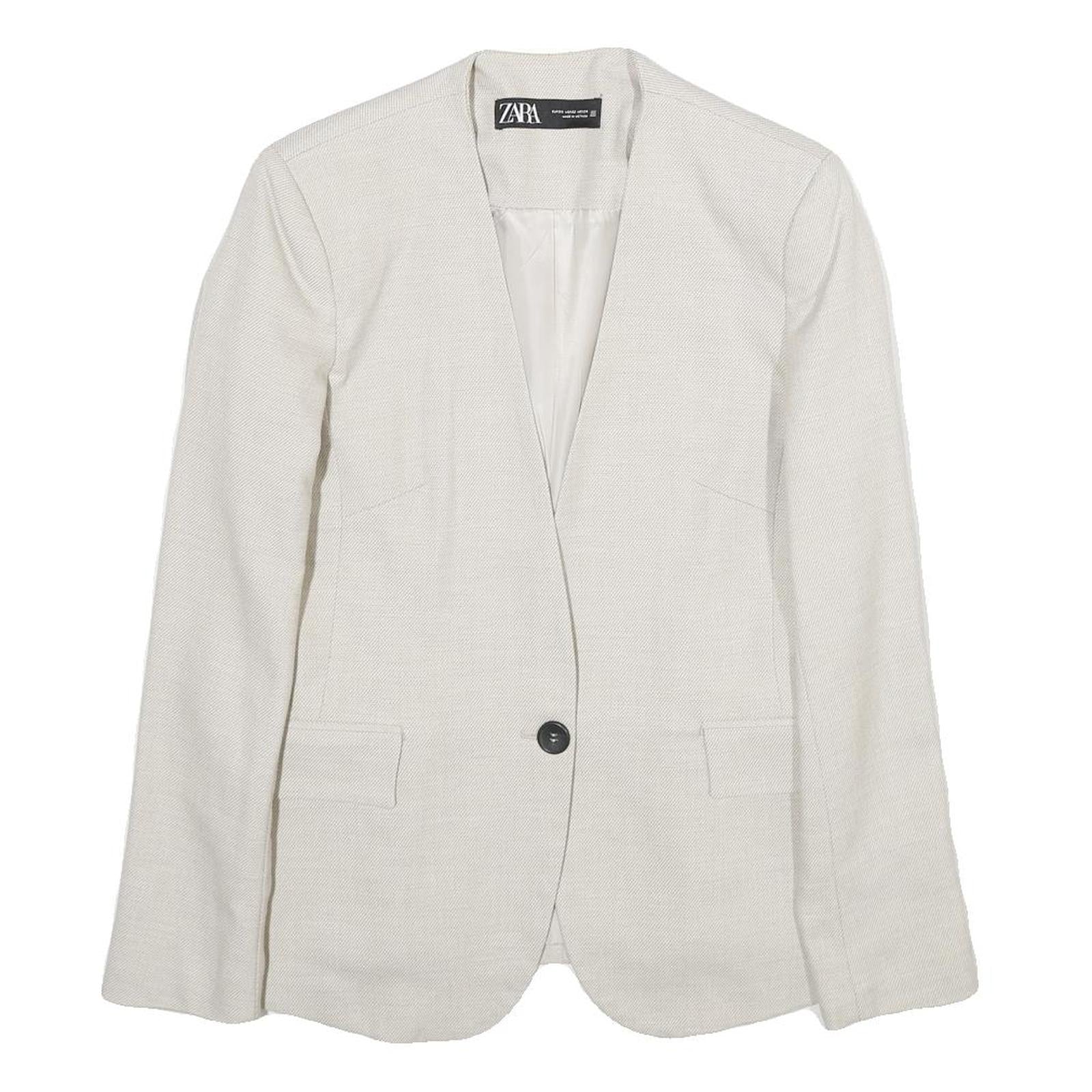 ZARA Womens Cream Button Jacket UK 6 Woven Tailored Elegant Formal Fashion Refurbished - N/A refurbished available on Cerqular