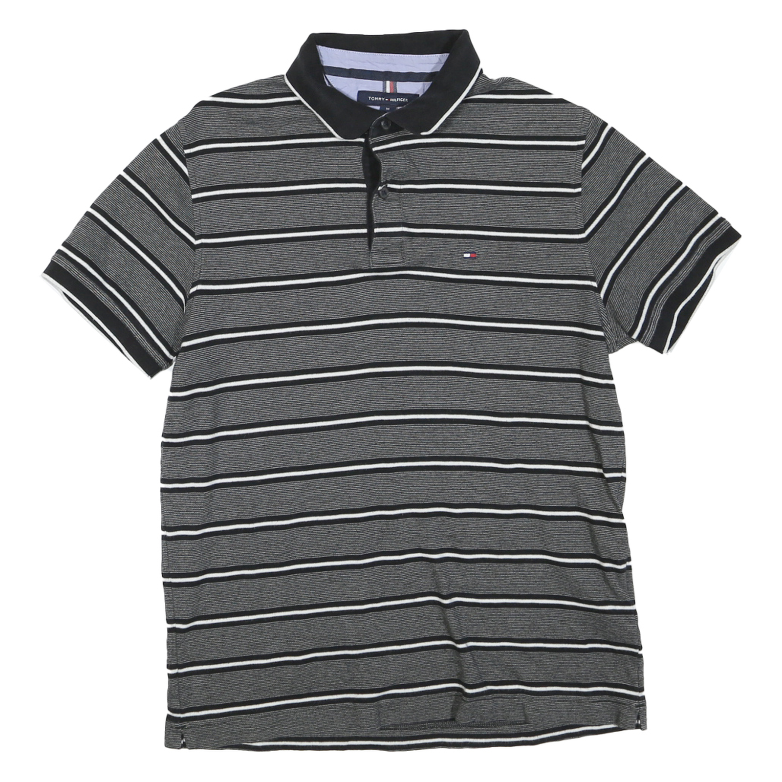 Buy TOMMY HILFIGER Mens Black & Grey Striped Short Sleeve Polo Shirt M Classic Refurbished - $37.69 TOMMY HILFIGER Mens Black & Grey Striped Short Sleeve Polo Shirt M Classic Refurbished - N/A refurbished available on Cerqular