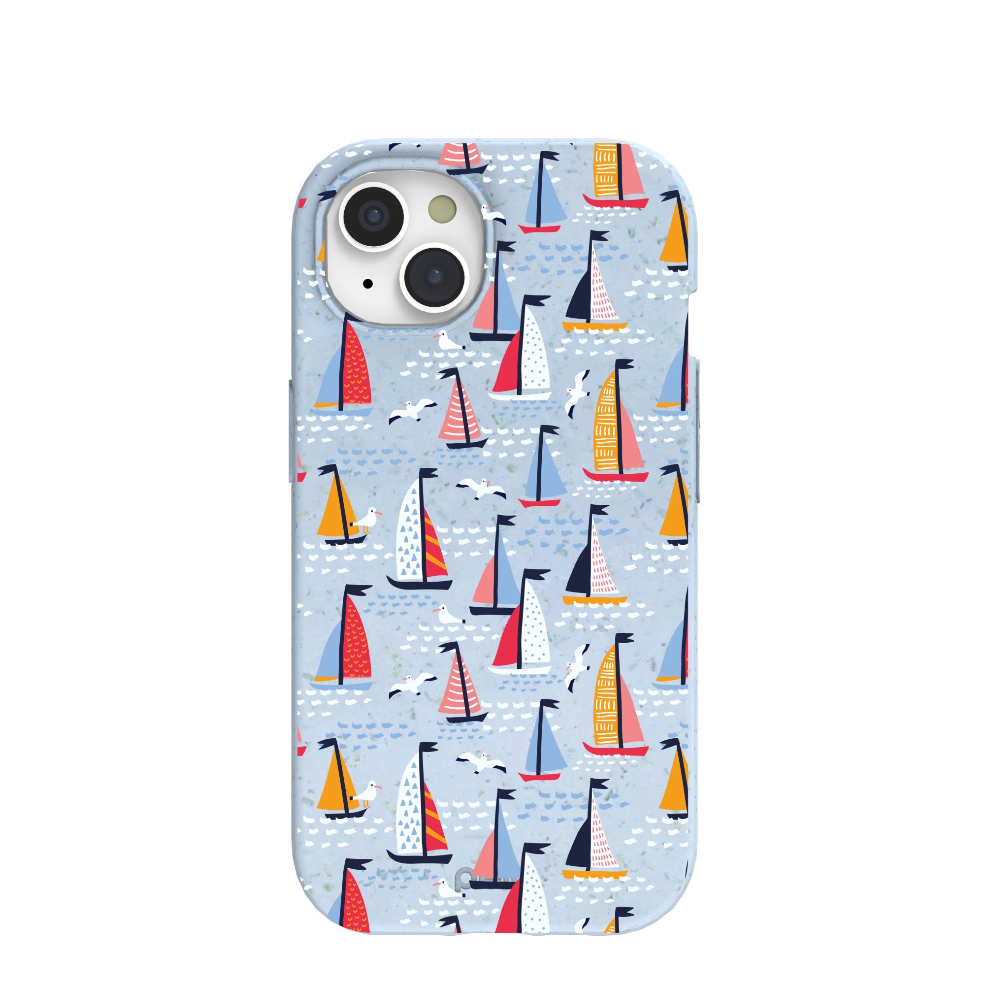 Powder Blue Sails and Seagulls iPhone 15 Case Refurbished - Pela Case refurbished available on Cerqular