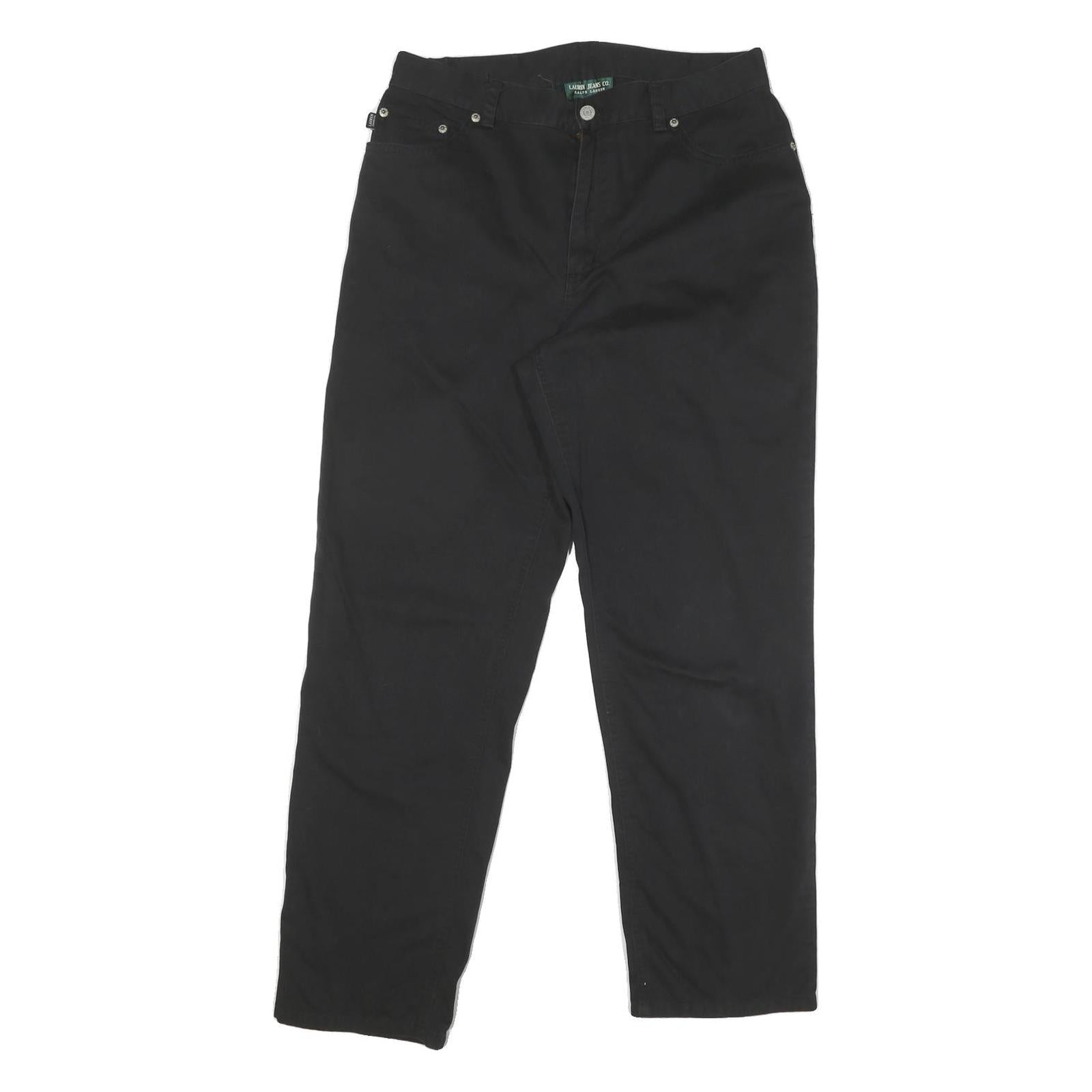 LAUREN RALPH LAUREN Womens Cotton Blend Black Regular Fit Straight Trousers W30 Refurbished - N/A refurbished available on Cerqular