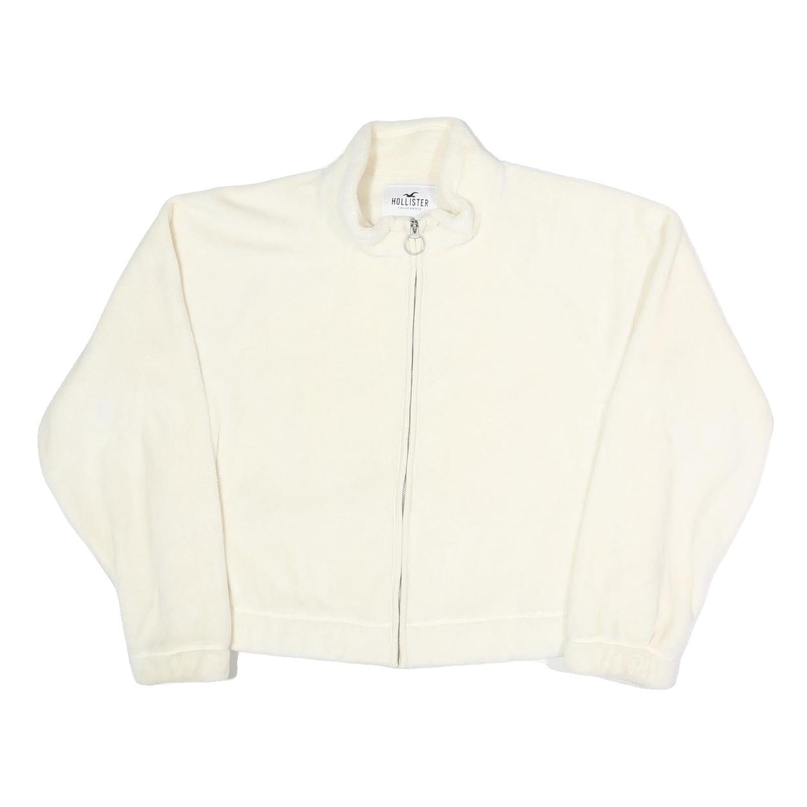 HOLLISTER Womens White Polyester Blend Zip Jacket L Fleece Casual Essential Refurbished - N/A refurbished available on Cerqular