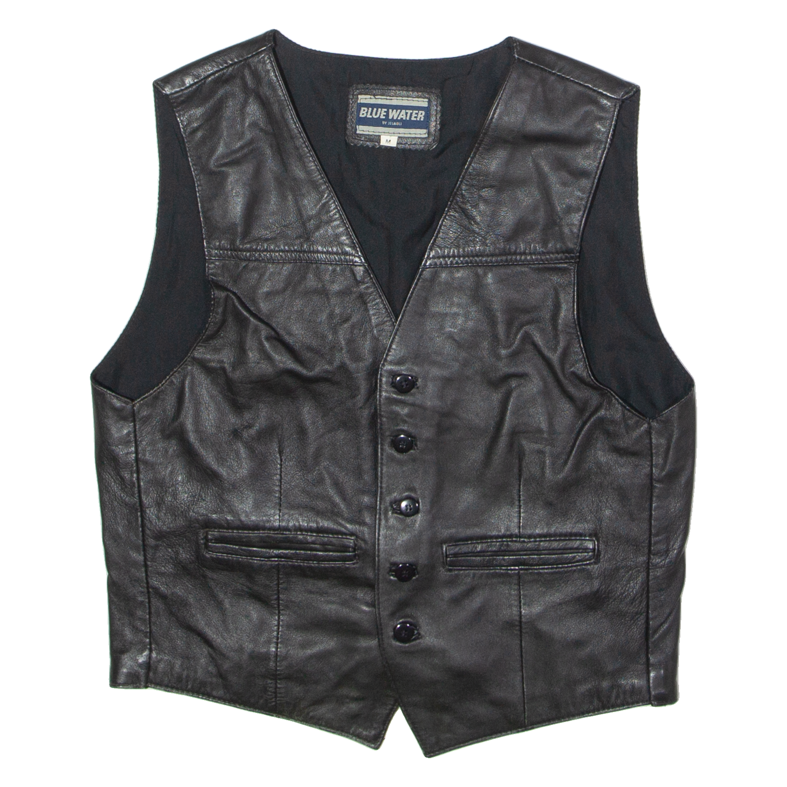 BLUE WATER Mens Waistcoat Black Leather 90s M Refurbished - N/A refurbished available on Cerqular