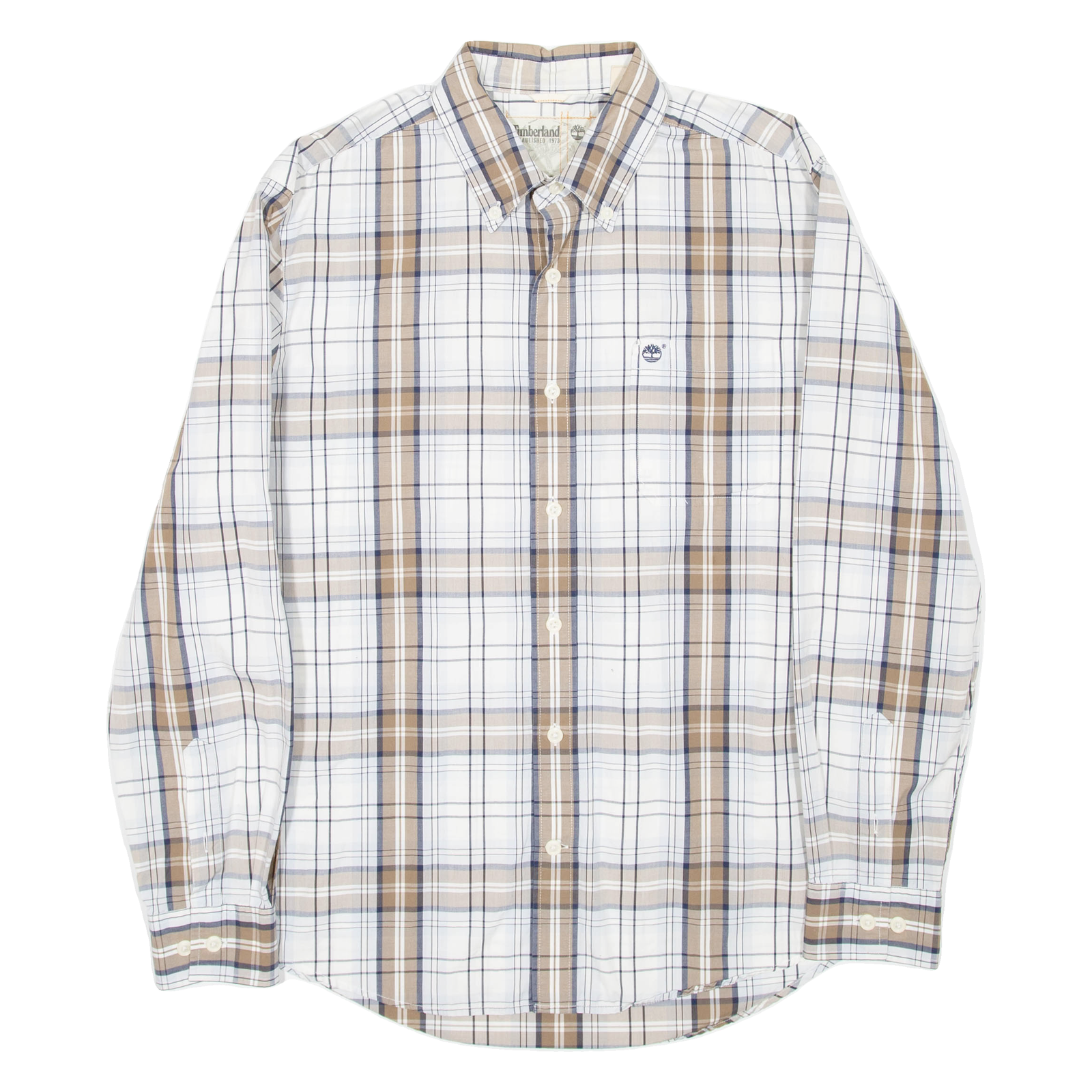TIMBERLAND Mens Shirt Brown Check Long Sleeve L Refurbished - N/A refurbished available on Cerqular
