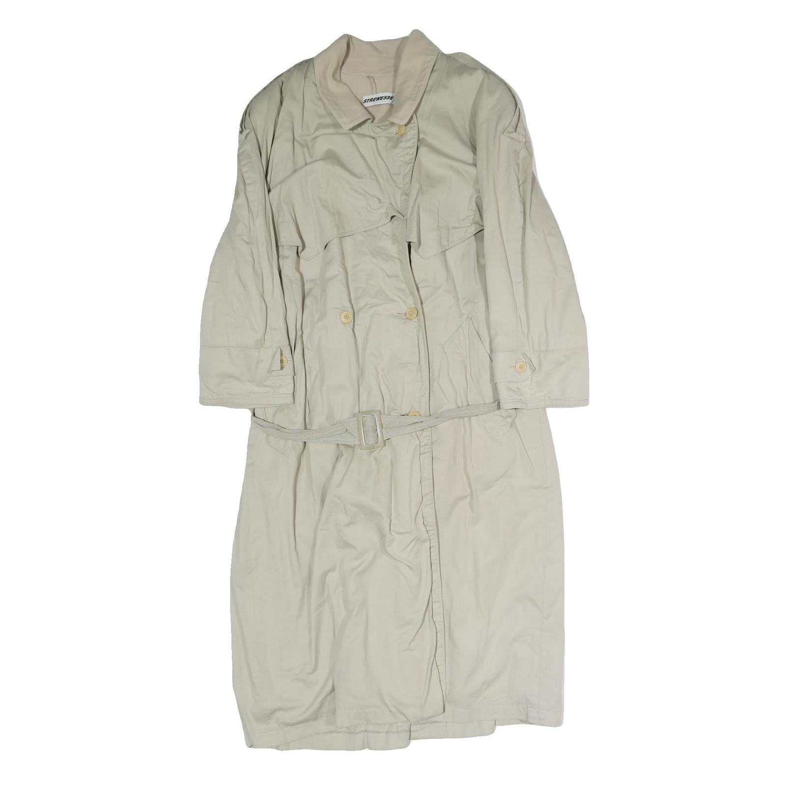 STRENESSE Womens Beige Cotton Trench Jacket M Button Closure Classic Style Refurbished - N/A refurbished available on Cerqular
