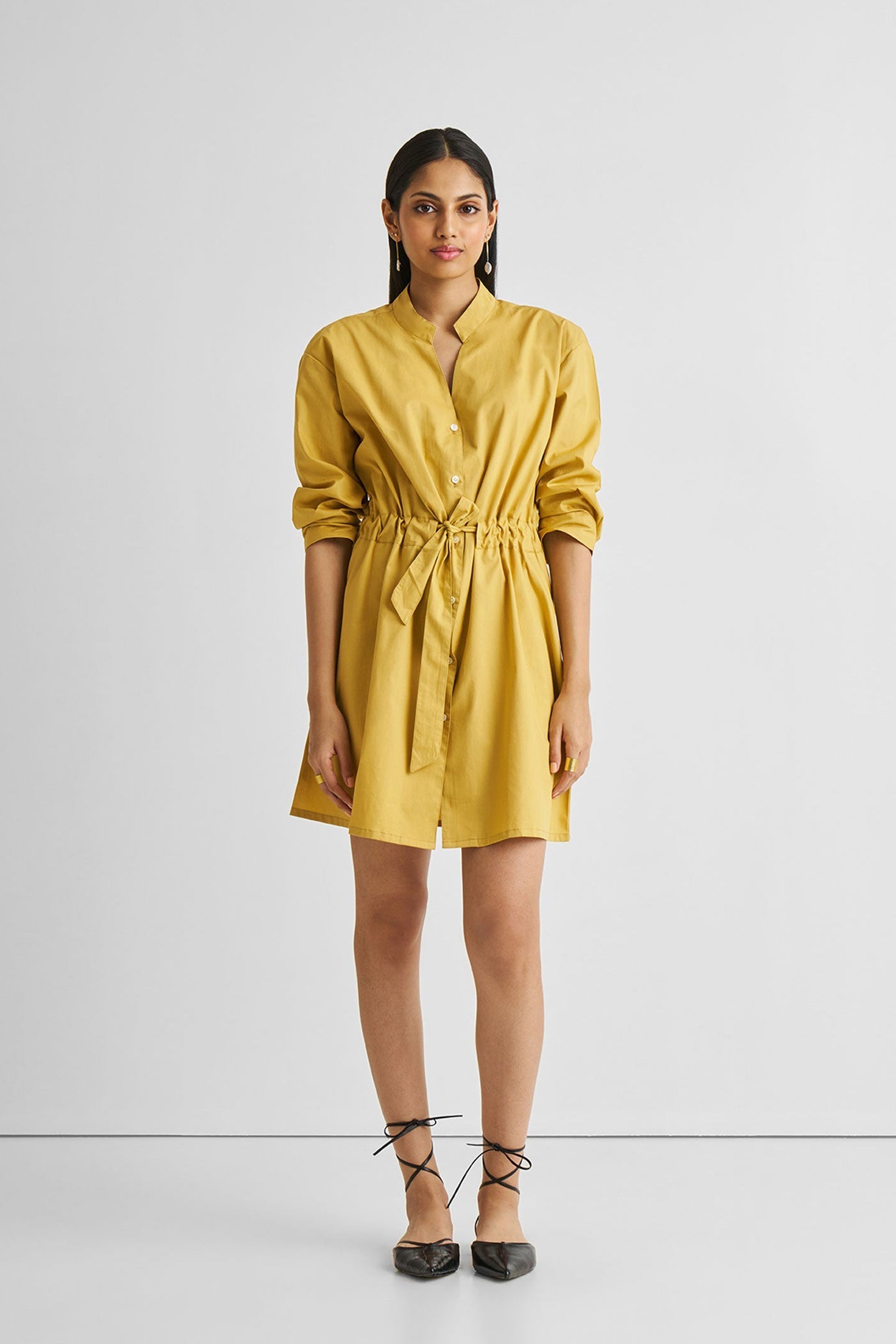 Short Tie Waist Dress in Tuscan Sun | Color: Tuscan Sun | Size: S Refurbished - Resistor (Note: This is a generic term for an electronic component, refurbished available on Cerqular