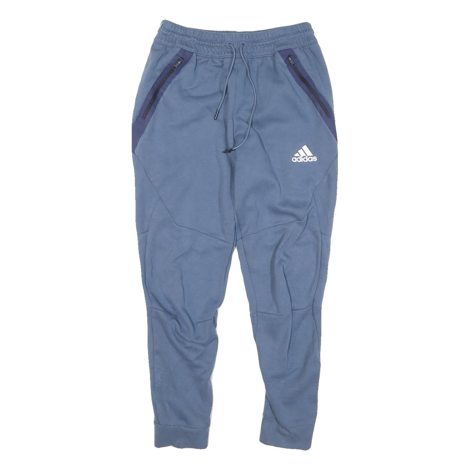 ADIDAS Mens Joggers Blue Navy Slim Tapered S W28 L26 Cotton Blend Sportswear Refurbished - N/A refurbished available on Cerqular