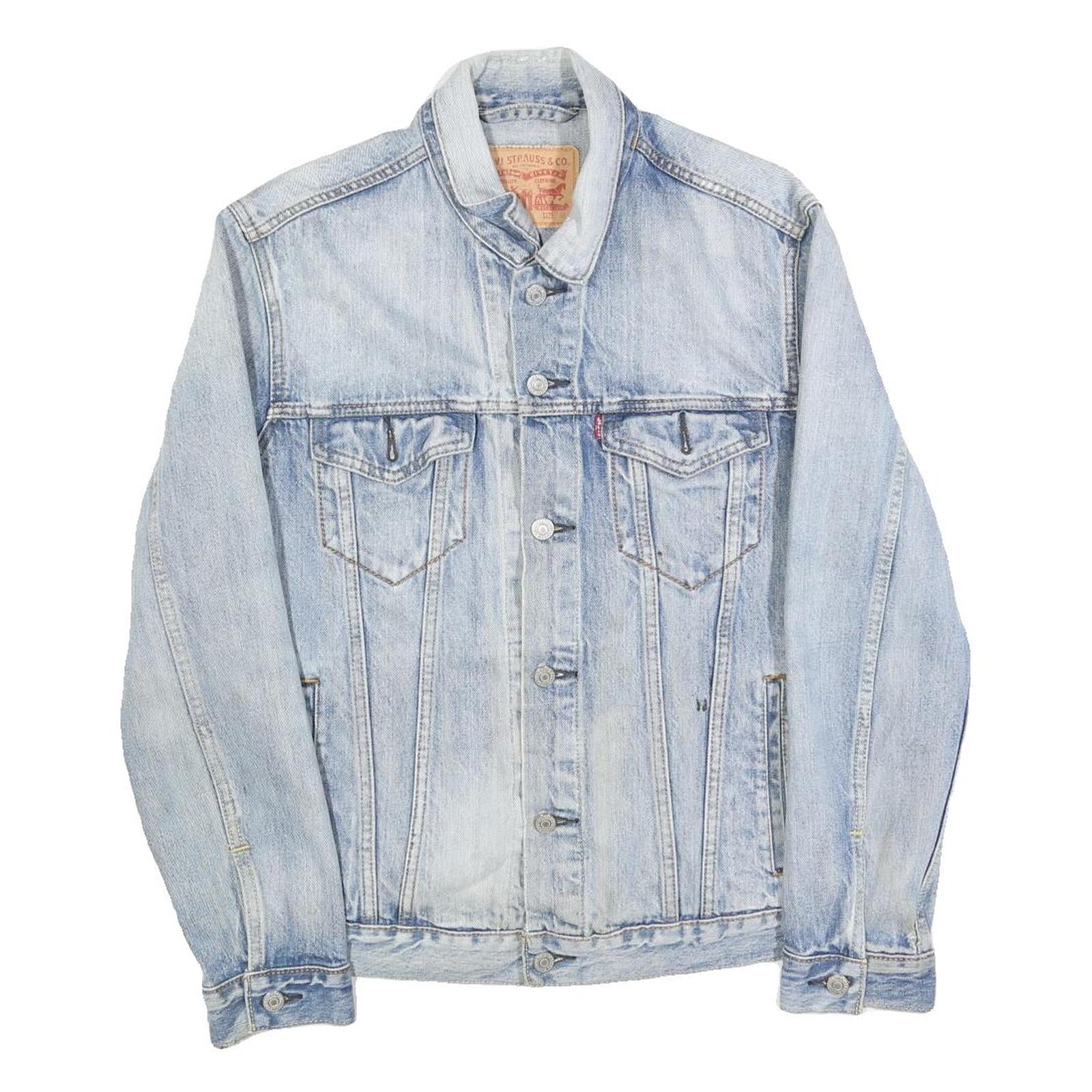LEVI'S Mens Blue Cotton Denim Jacket M Button Plain Classic Faded Casual Refurbished - N/A refurbished available on Cerqular