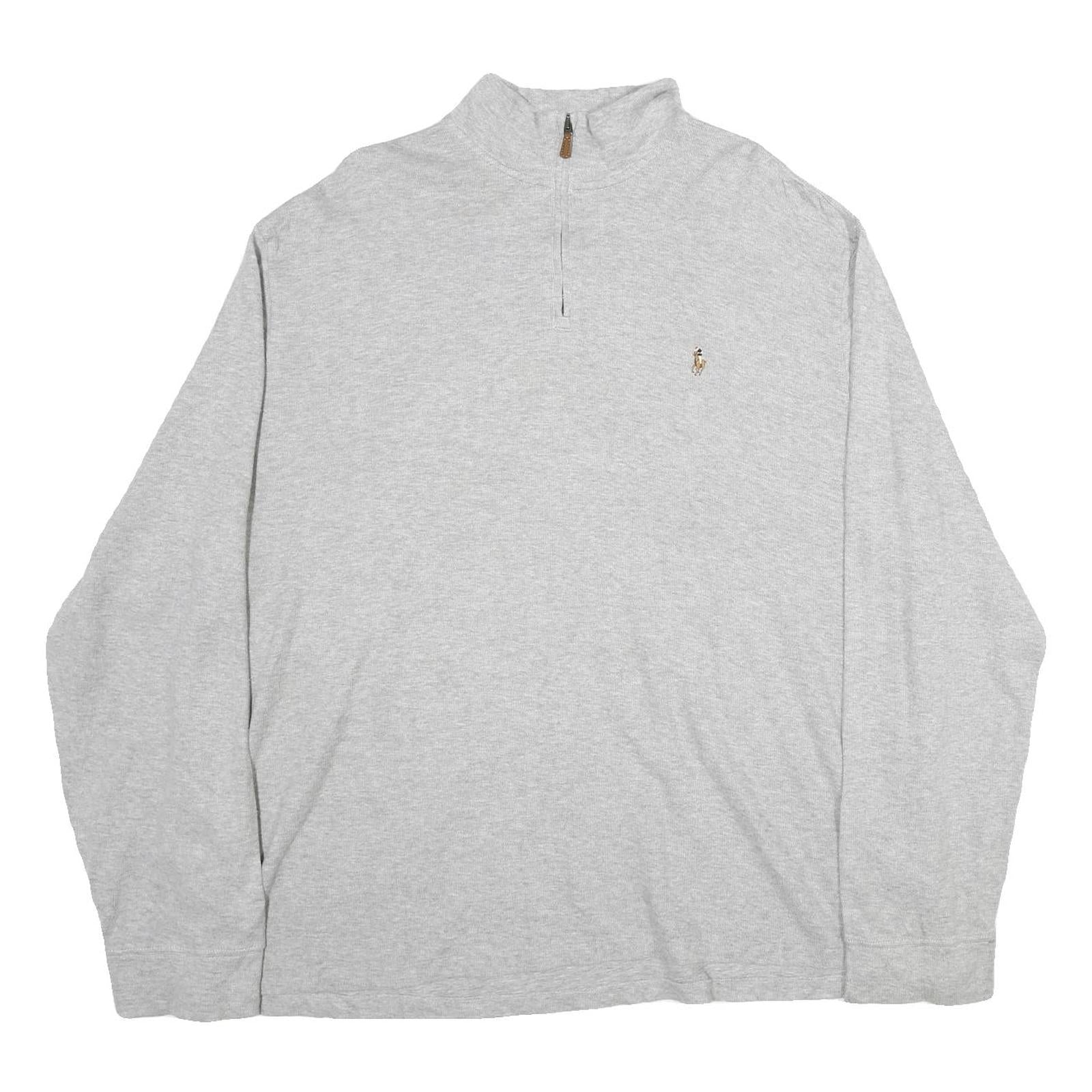 POLO RALPH LAUREN Mens Grey Cotton Plain Half Zip Jumper 2XL Casual Sweatshirt Refurbished - N/A refurbished available on Cerqular