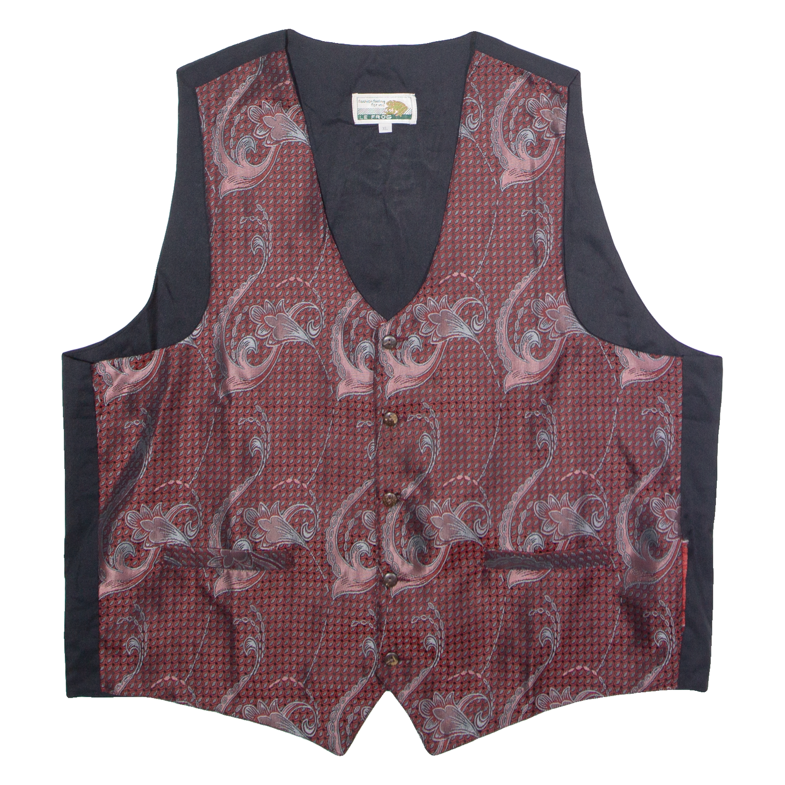 LE FROG Mens Blazer Waistcoat Red Crazy Pattern XL Refurbished - N/A refurbished available on Cerqular