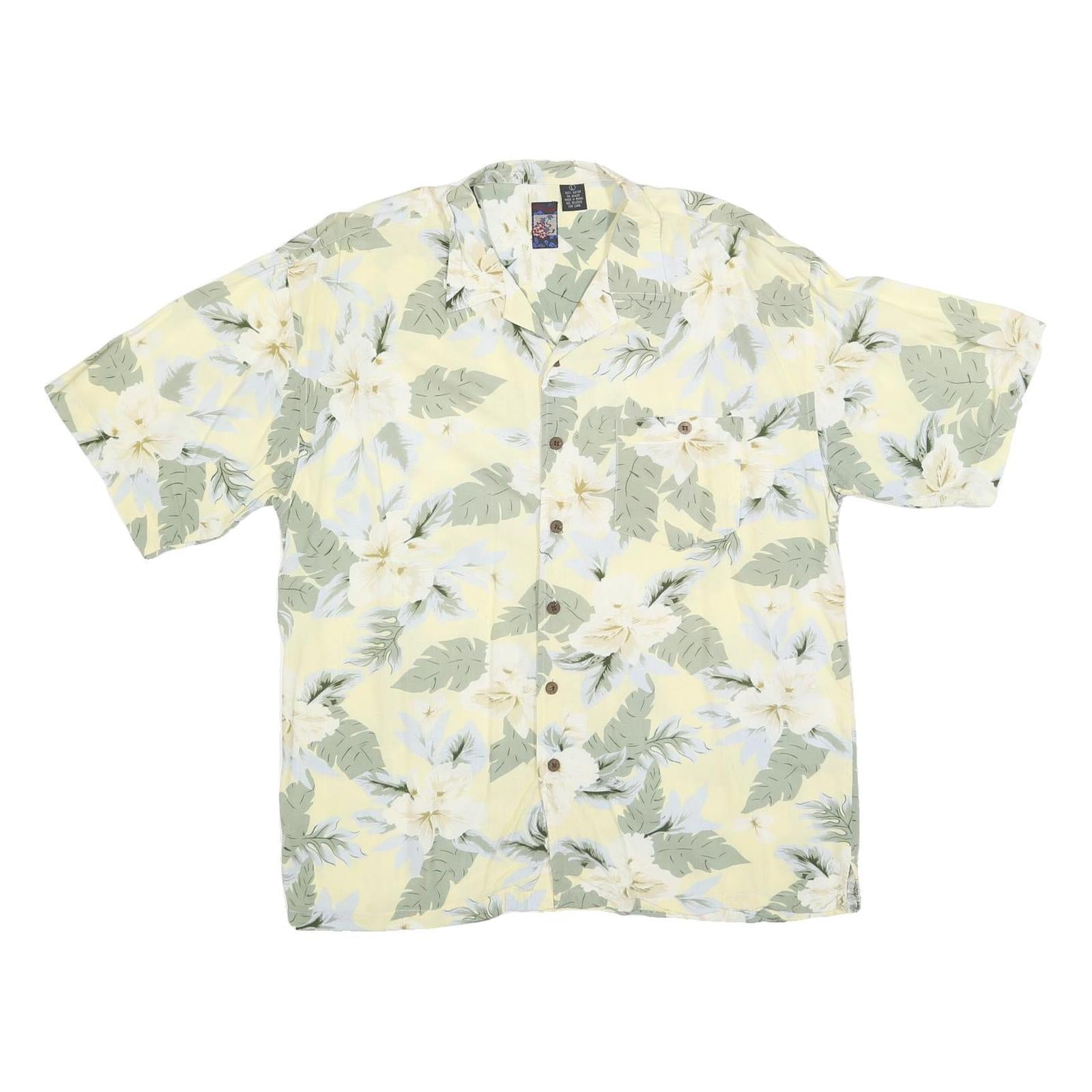 HERITAGE TROPICS Mens Yellow & Green Floral Rayon Shirt L Relaxed Fit Casual Refurbished - N/A refurbished available on Cerqular