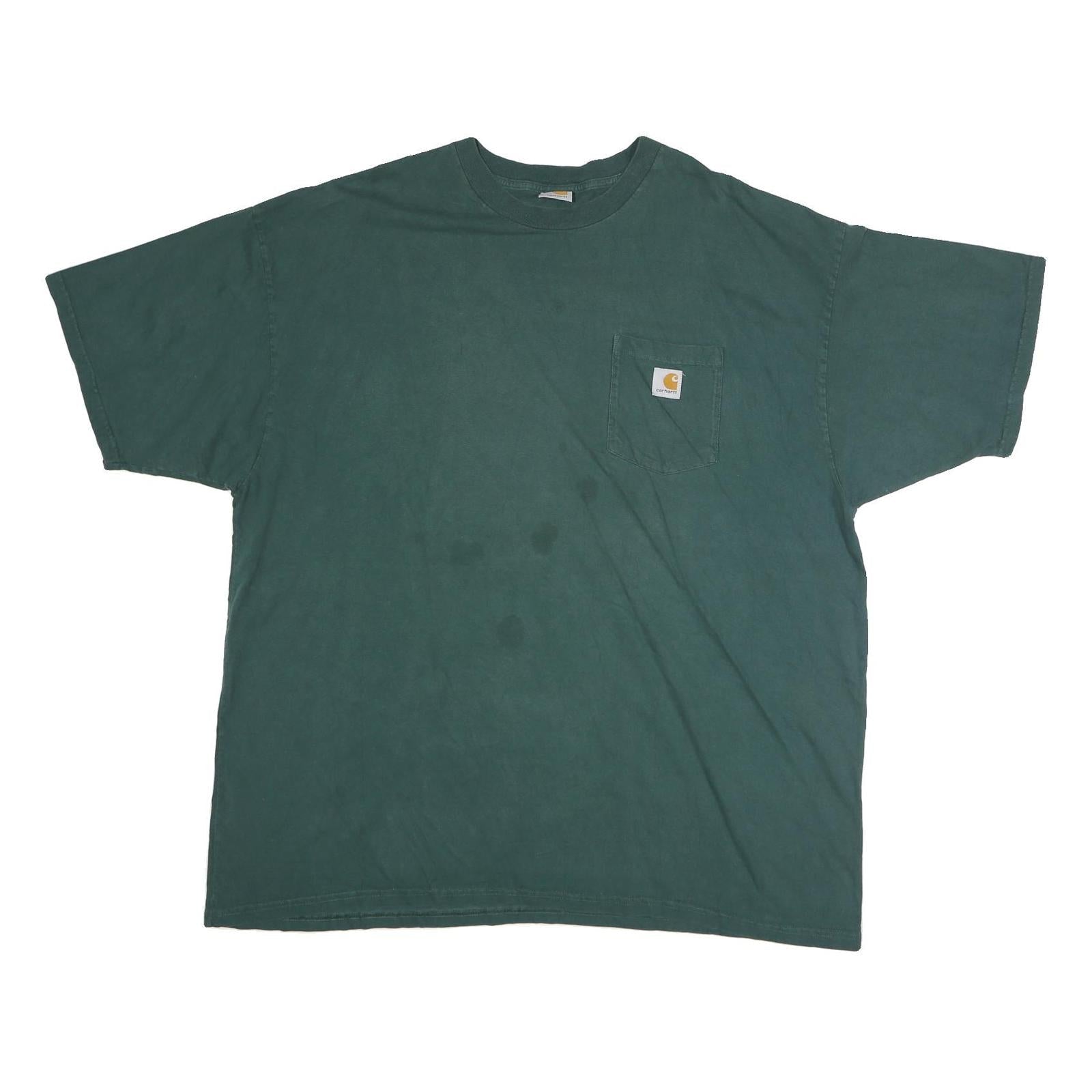 CARHARTT Mens Green Pocket T-Shirt 2XL Short Sleeve Crew Neck Plain Cotton Refurbished - N/A refurbished available on Cerqular