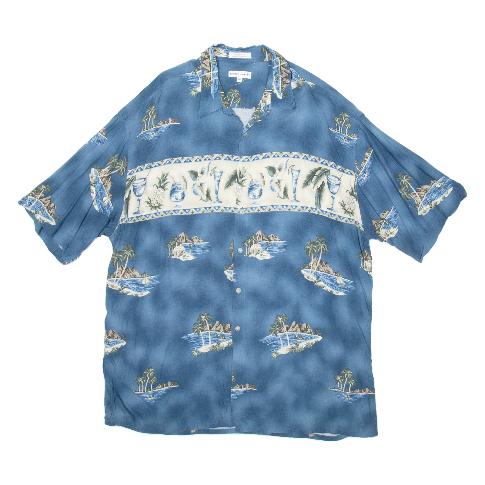 PIERRE CARDIN Mens Hawaiian Shirt Blue Crazy Pattern 2XL Refurbished - N/A refurbished available on Cerqular