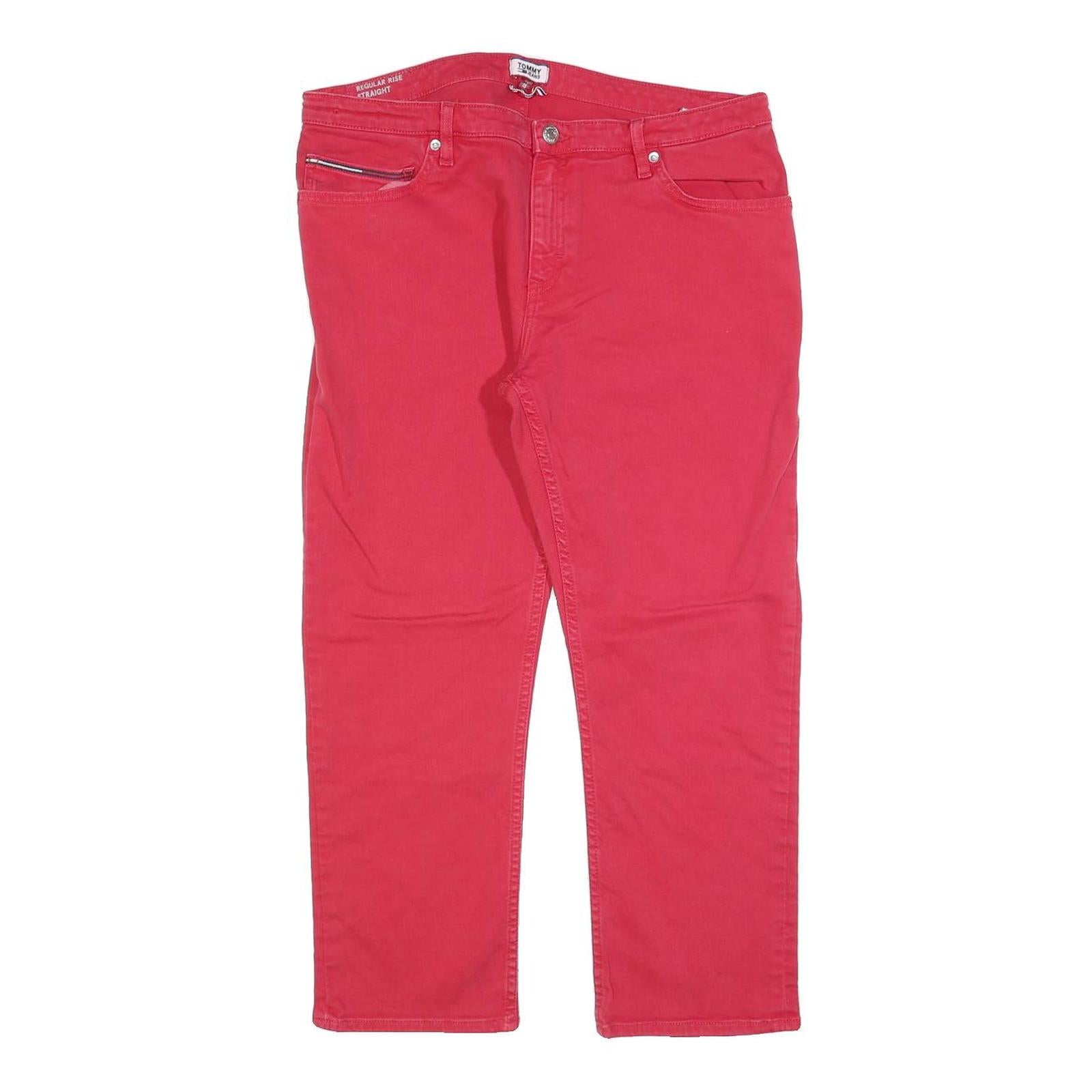 TOMMY JEANS Womens Slim Red Jeans Denim W34 L24 Classic Cotton Blend Zip Refurbished - N/A refurbished available on Cerqular